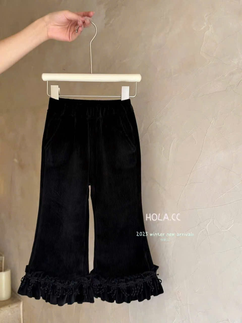 (Q205) Quần nỉ nhung đen ông loe