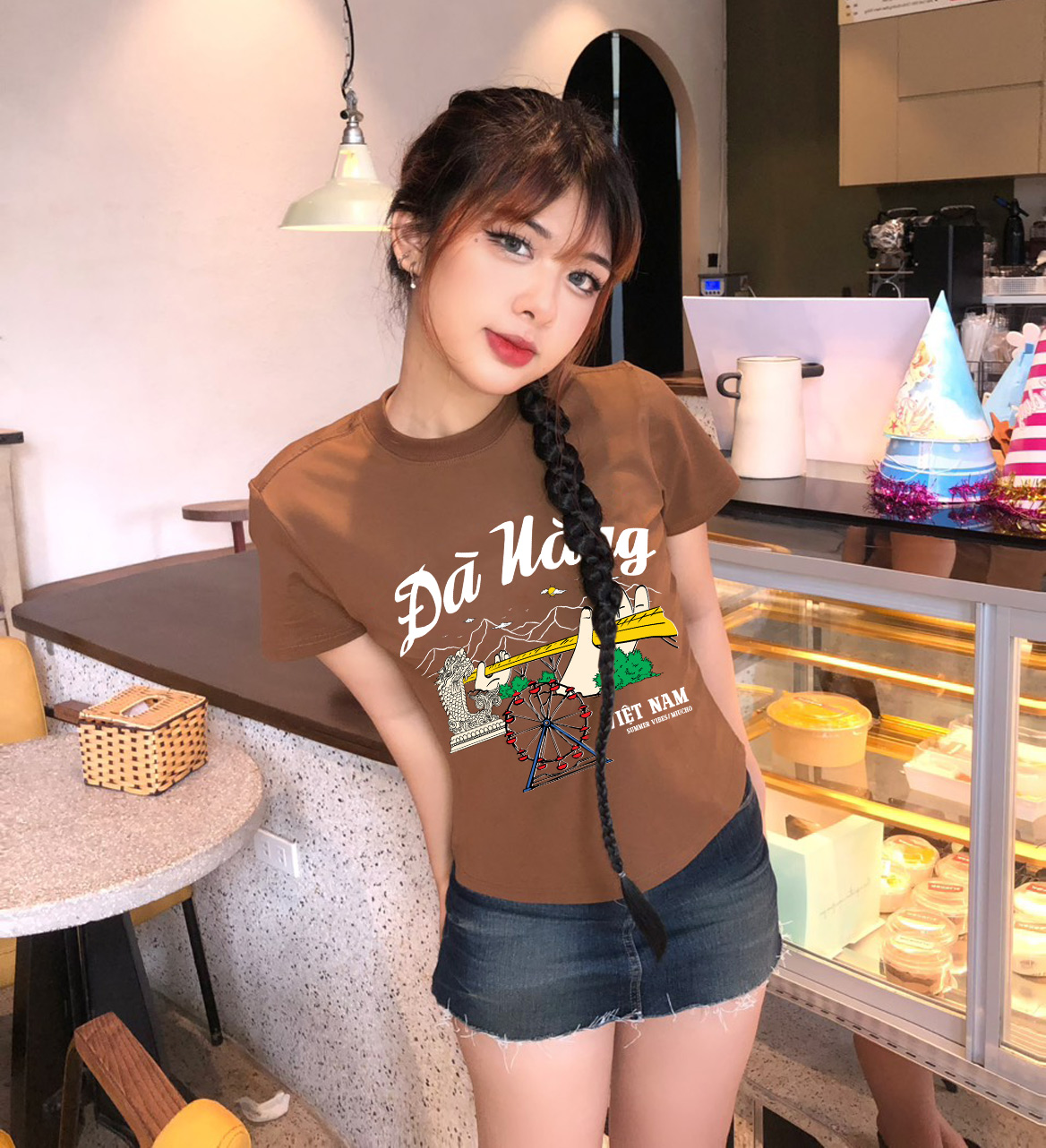 Áo thun baby tee form ôm xinh xắn ABD1278 Miucho tay ngắn cổ tròn in hình Đà Nẵng_thumbnail_6