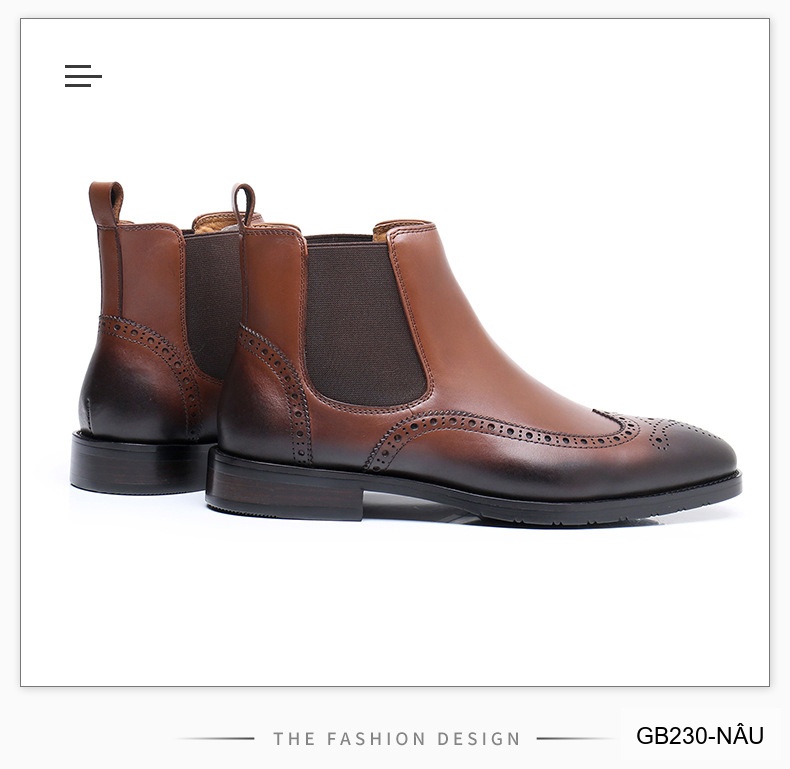 GB230 - Bốt Chelsea Nam Da Bò Phong Cách Anh Quốc Đế Cao 3-5cm_thumbnail_16
