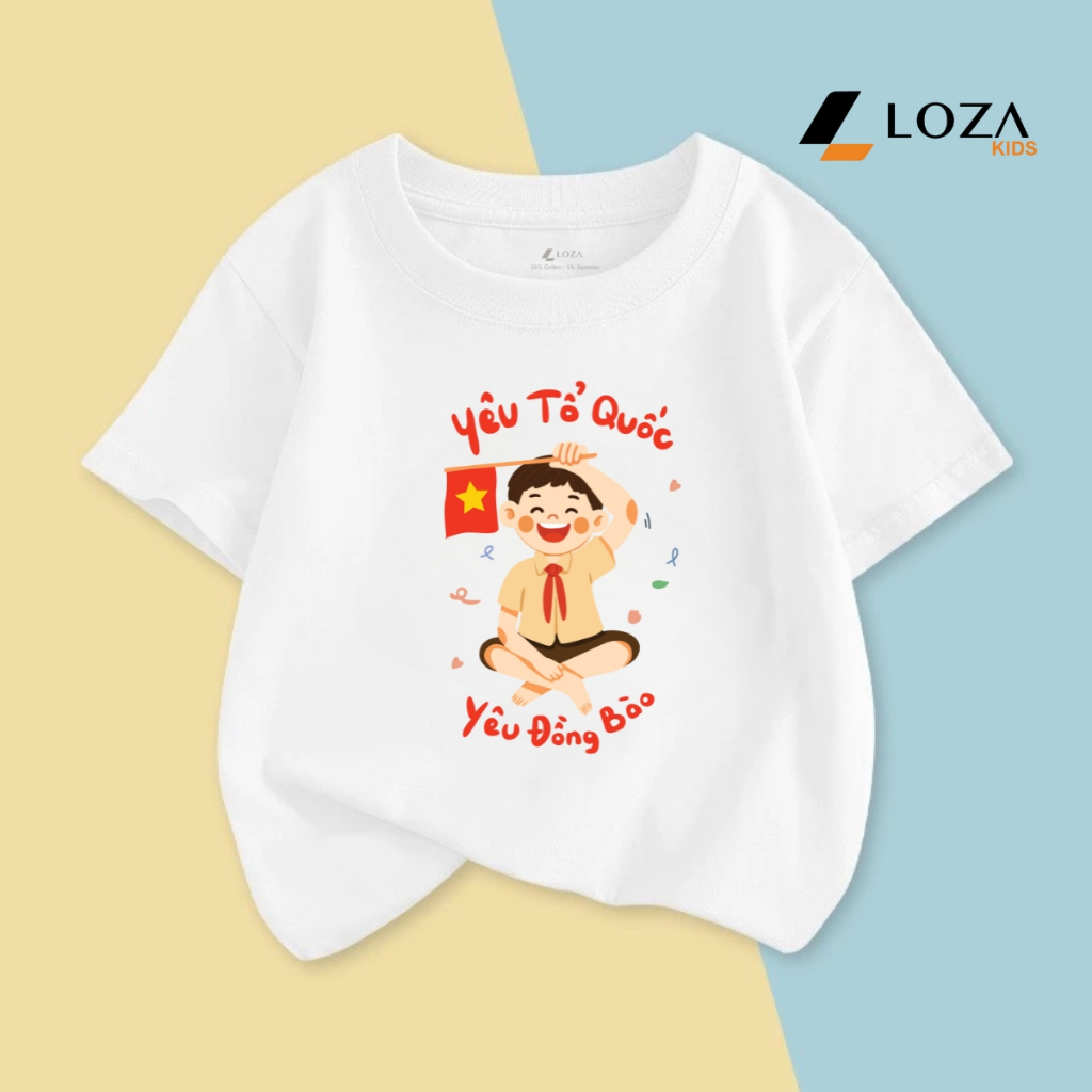 Áo thun trẻ em in hình 'Bé trai Yêu Tổ Quốc - Yêu đồng bào' - Loza Kids AT3174_thumbnail_0