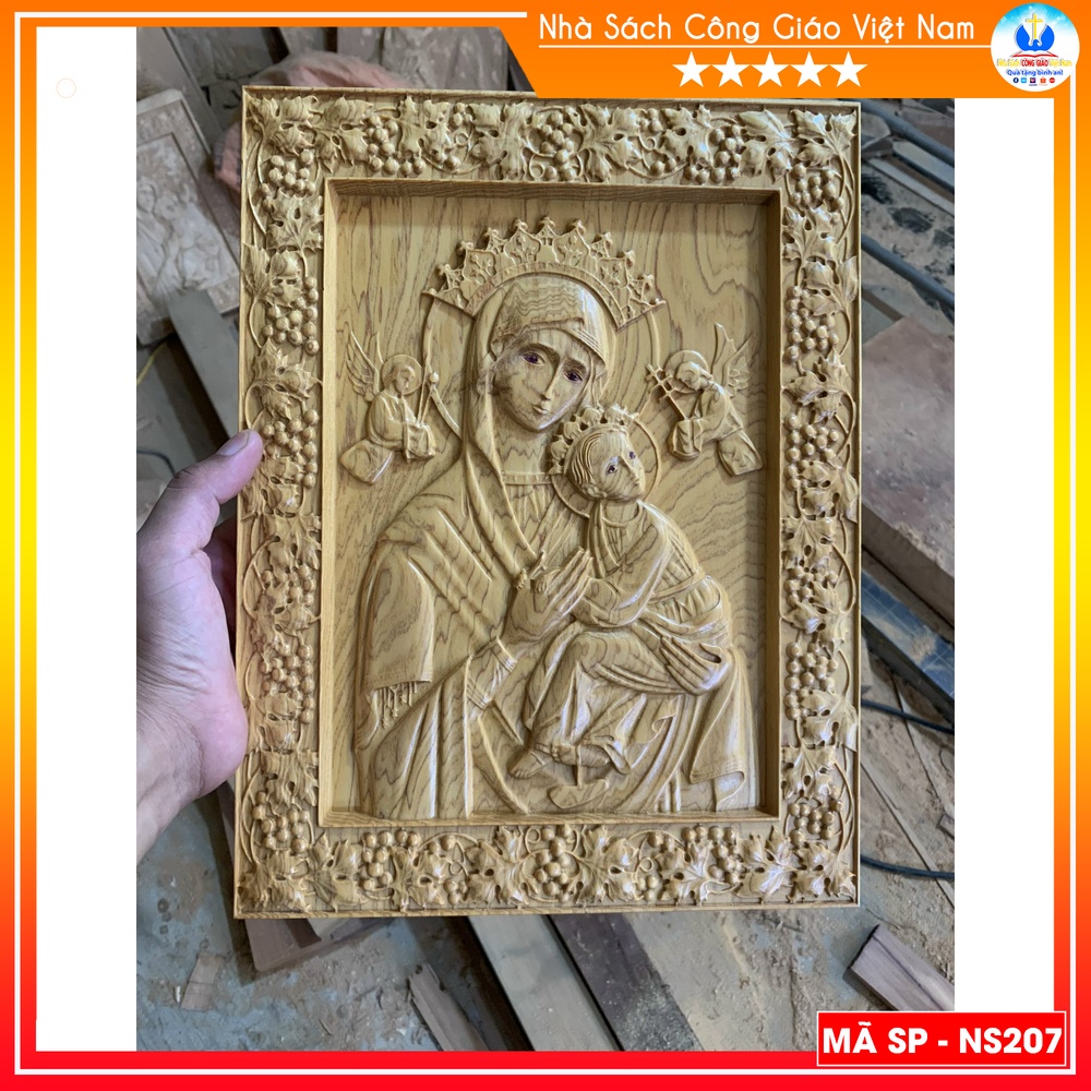Tranh gỗ Đức Mẹ Hằng Cứu Giúp 30x42x3cm NS207 - Quà tặng Công Giáo, Giáng Sinh, Tân Gia, Lễ Quan Thầy, Lễ Cưới_thumbnail_1