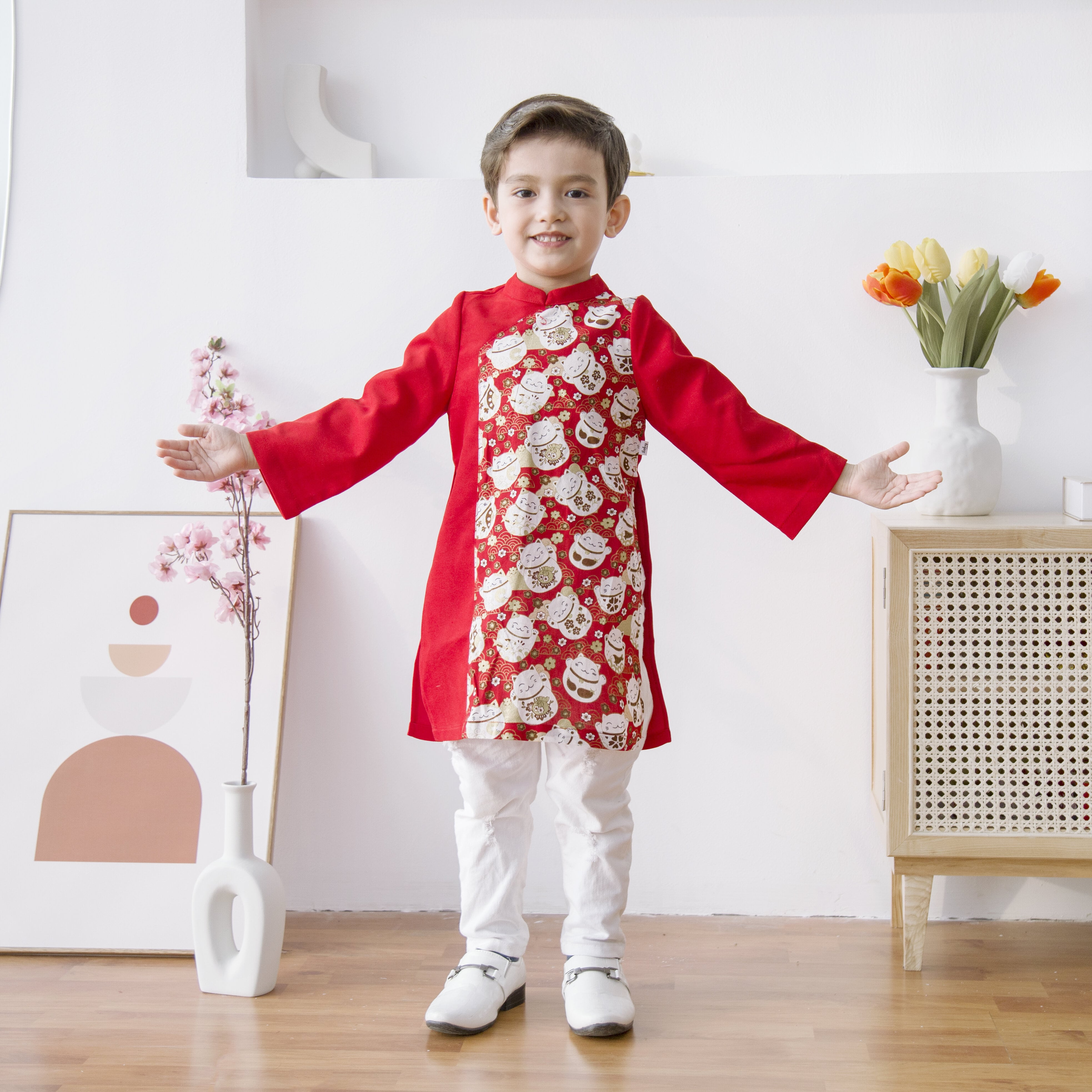 Áo dài bé trai họa tiết mèo thần tài_thumbnail_1