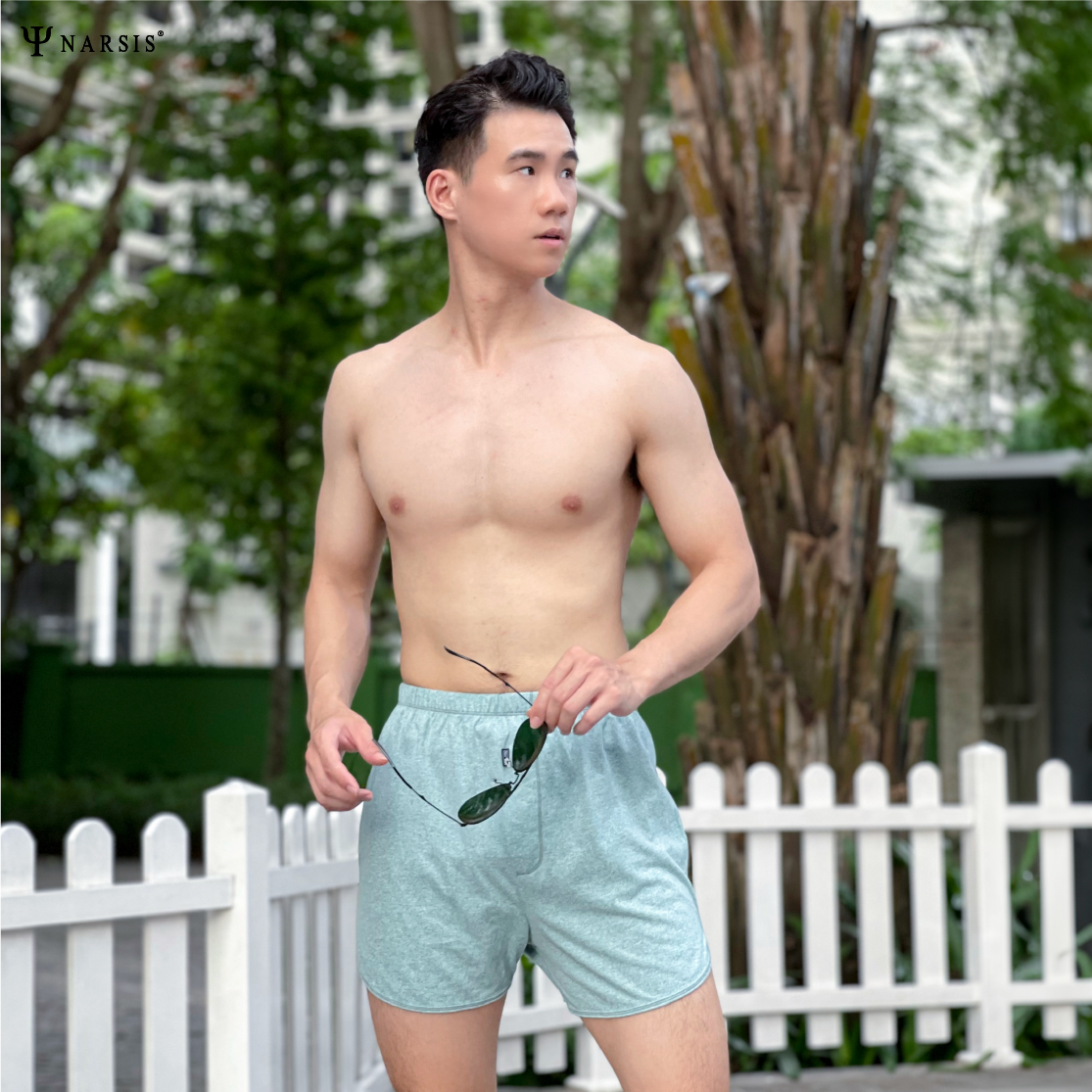 Quần đùi Narsis S24006 kiểu dáng rộng rãi, chất liệu mềm mại, dễ chịu khi mặc._thumbnail_2