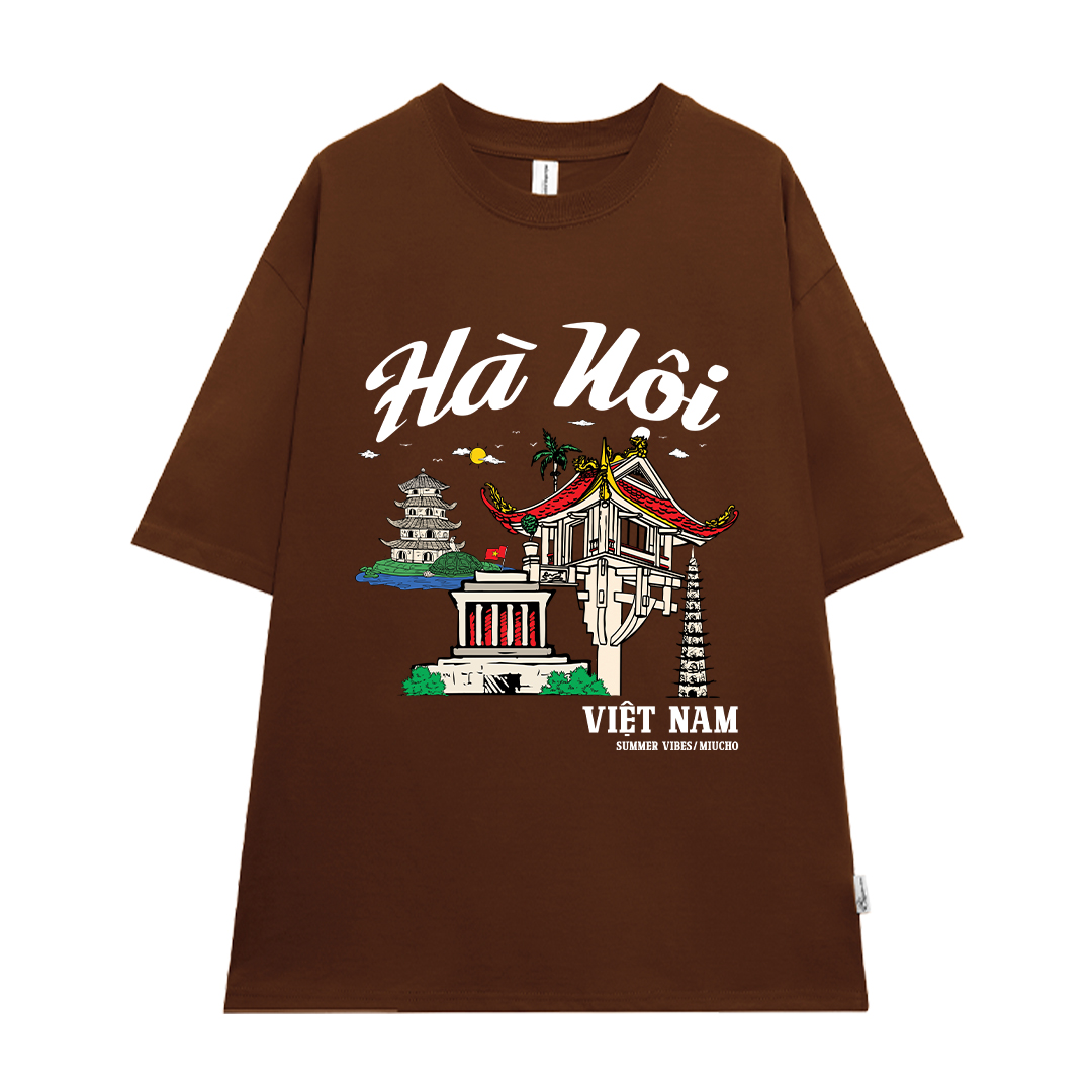 Áo thun du lịch Hà Nội ATD1264 Miucho vải cotton thoáng mát in mix_thumbnail_7