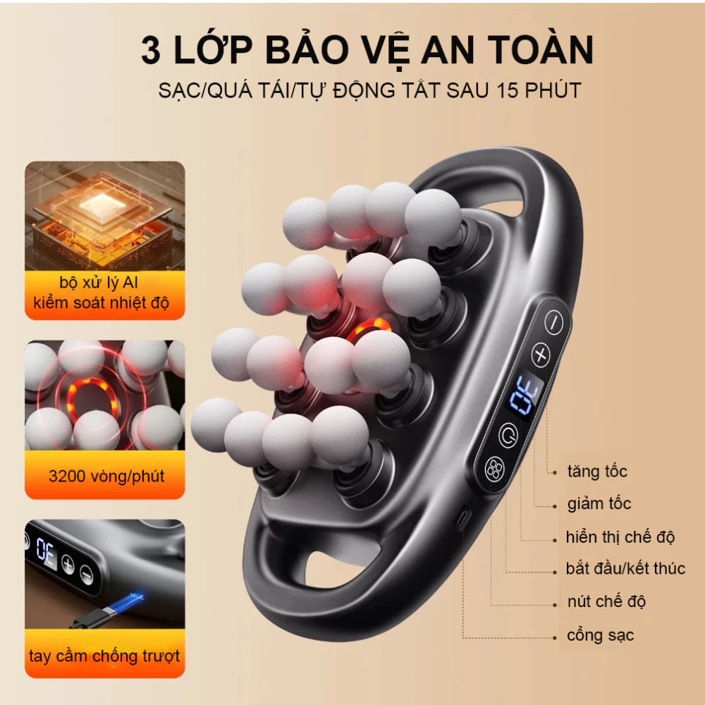 Máy massage cầm tay rung mạnh mini 16 đầu, xoa bóp các vùng trên cơ thể loại bỏ tình trạng mỏi cơ_thumbnail_3