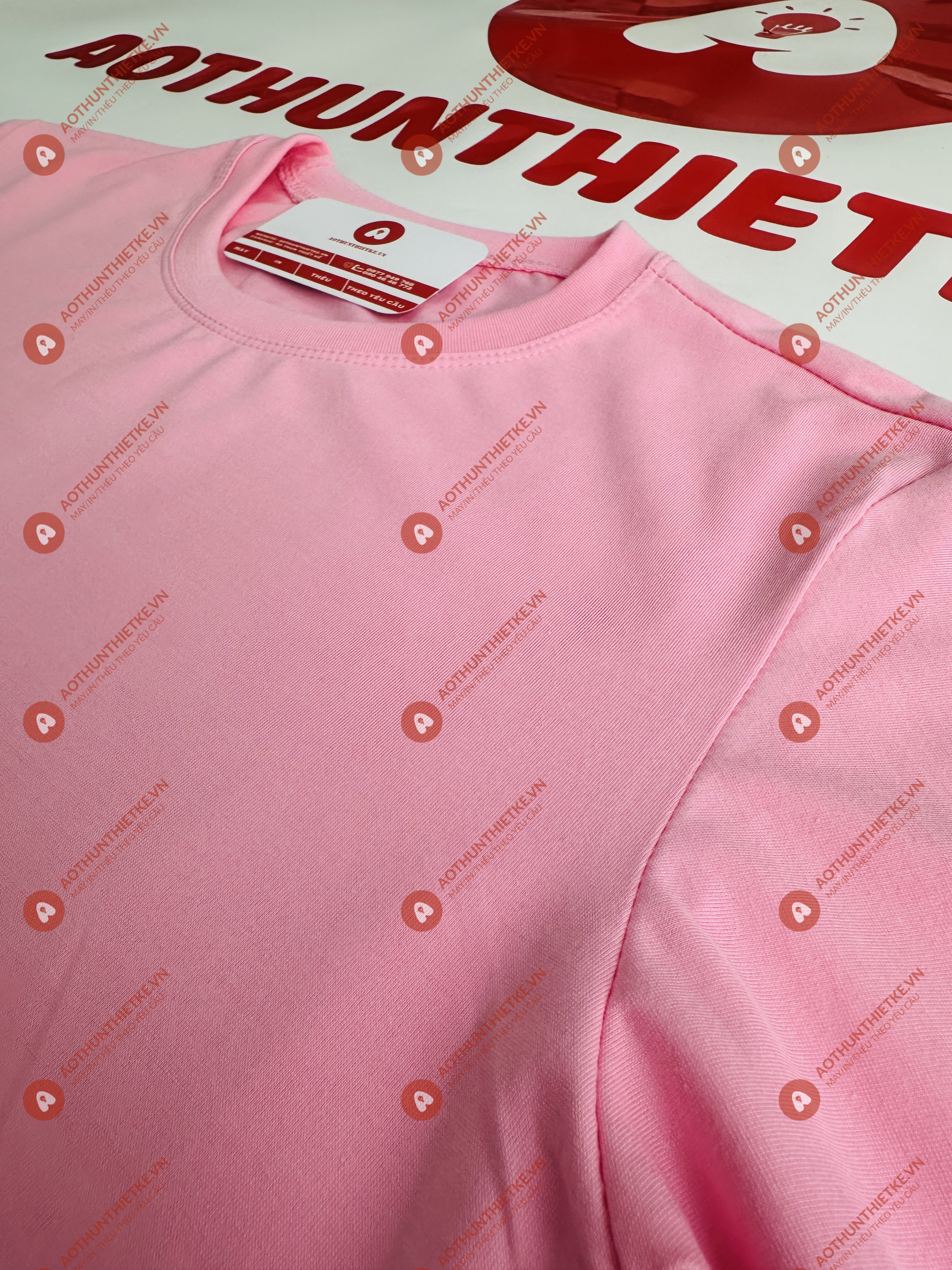 Áo Đồng Phục Cổ Tròn Hồng Phấn