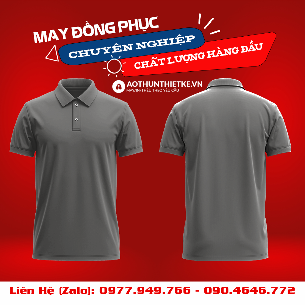 Áo Đồng Phục Polo Basic Xám Đậm_thumbnail_0