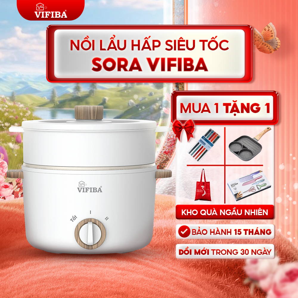 Nồi Lẩu Điện Sora Vifiba - Kèm khay hấp