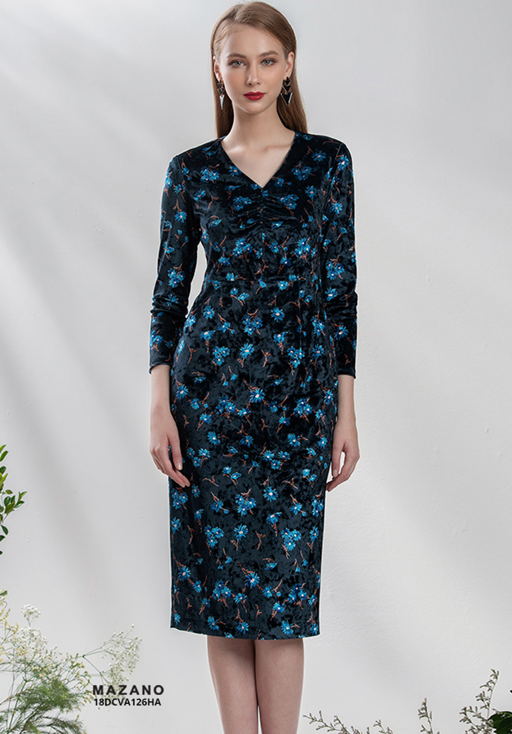 Váy nhung xòe xanh tay lỡ_thumbnail_2