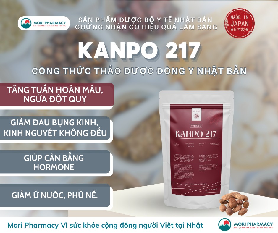 Kanpo 217 - Tăng lưu thông máu, giảm lạnh tay chân, tiền mãn kinh