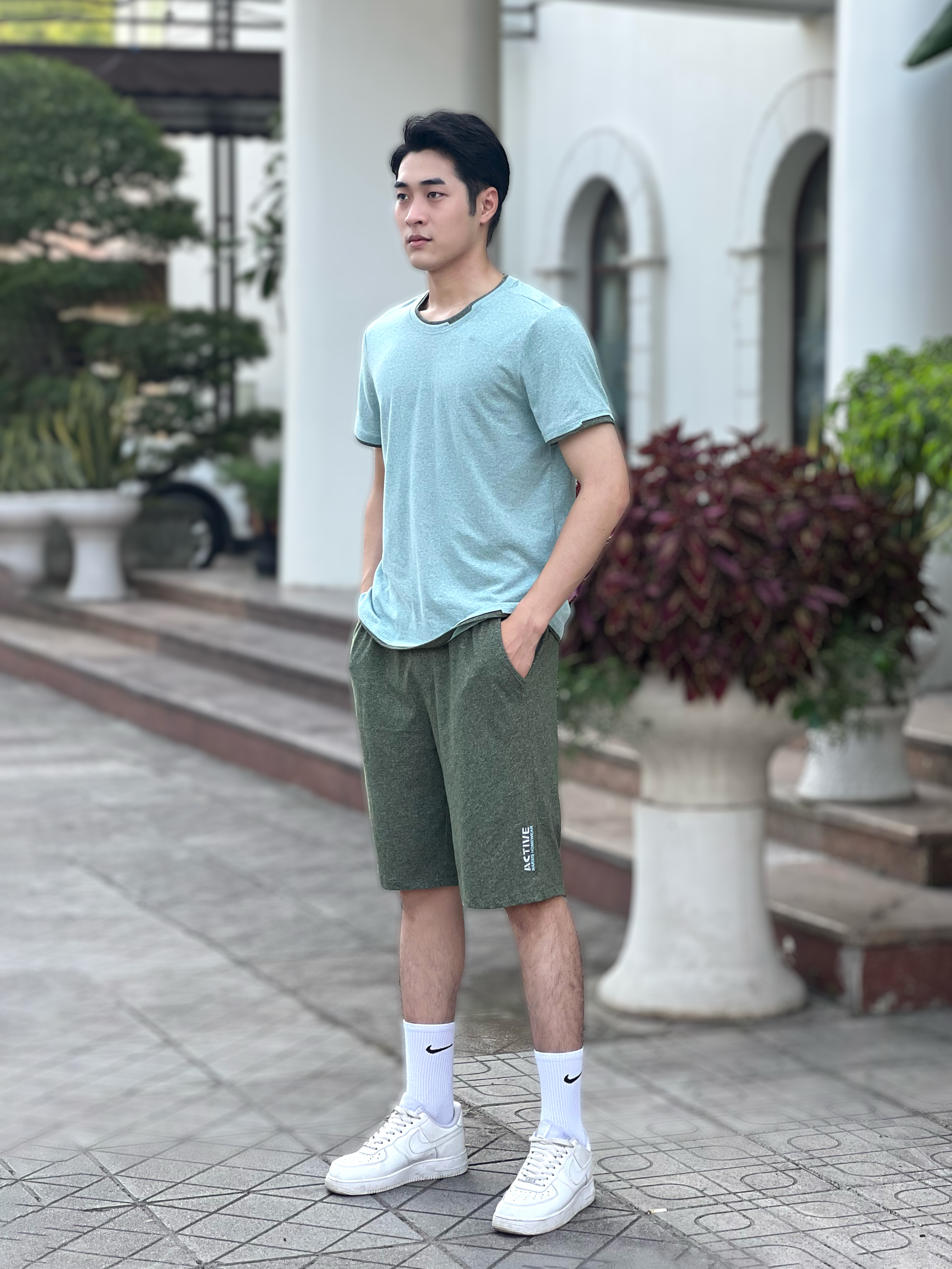 BỘ QUẦN ÁO THỂ THAO NAM  COMBED COTTON POLYESTER MÀU GHI TÍM PHỐI XANH THAN NARSIS - PRO-ACTIVE Đ..._thumbnail_0