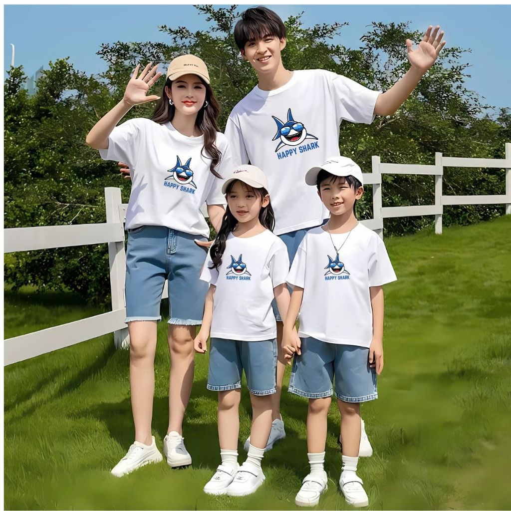 Áo phông gia đình in hình Shark - Áo thun đồng phục gia đình 3-4-5 người - Loza GĐ3043_thumbnail_3