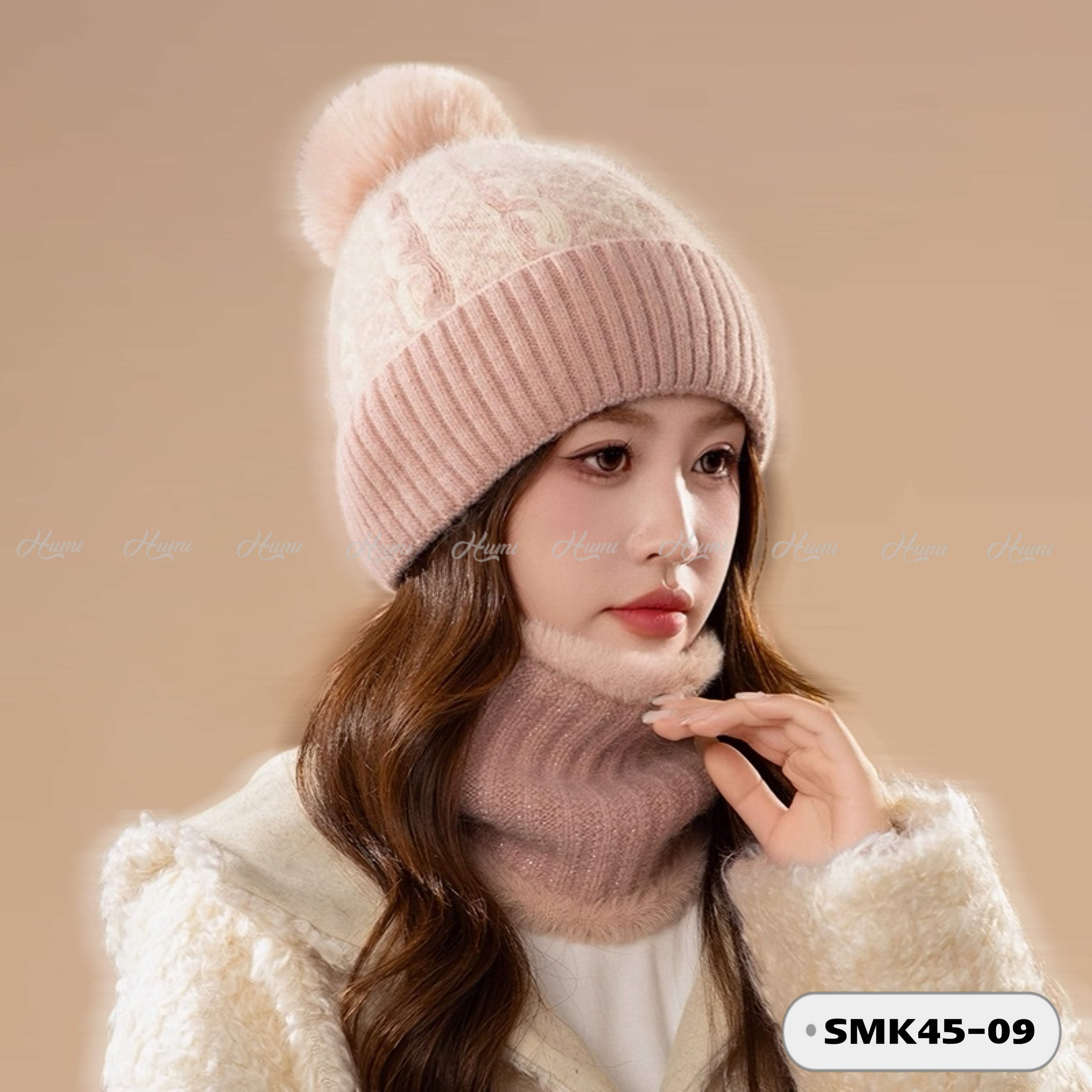 COMBO MŨ KHĂN LEN (SMK45-09 Hồng)