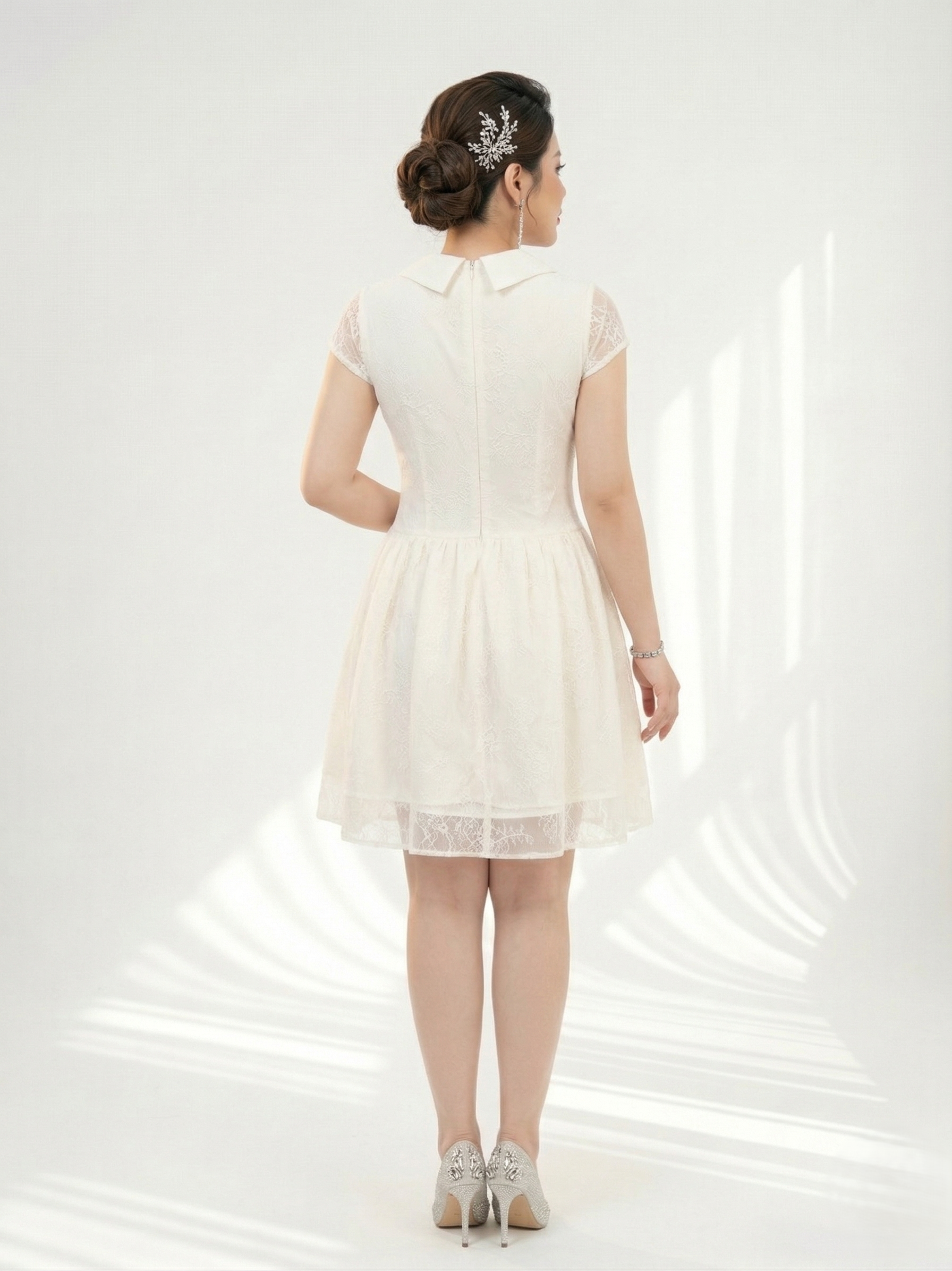 BIGSIZE NỮ- Đầm ren kiểu tùng phồng nút bọc V-DA195_thumbnail_3