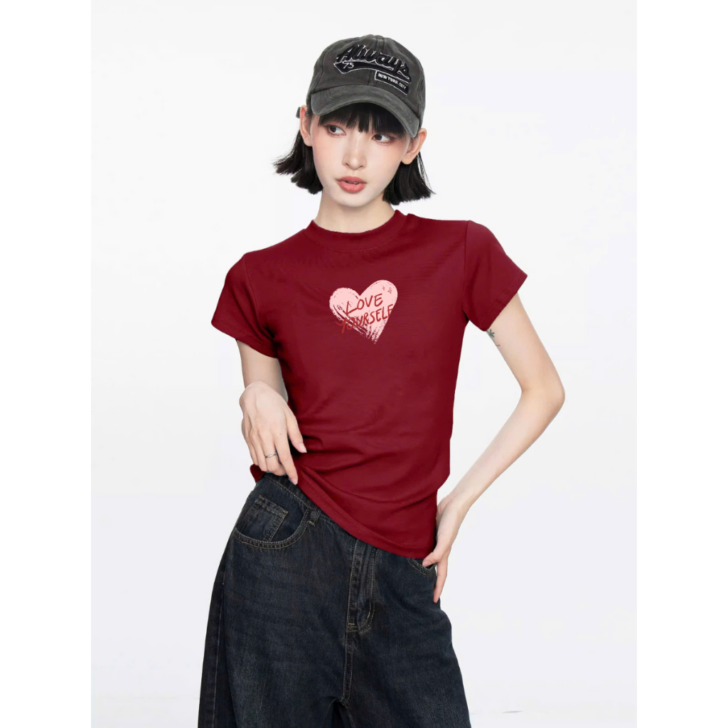 Áo Baby tee nữ trái tim chất cotton - Áo phông Baby tee nữ LOZA ET8236_thumbnail_2