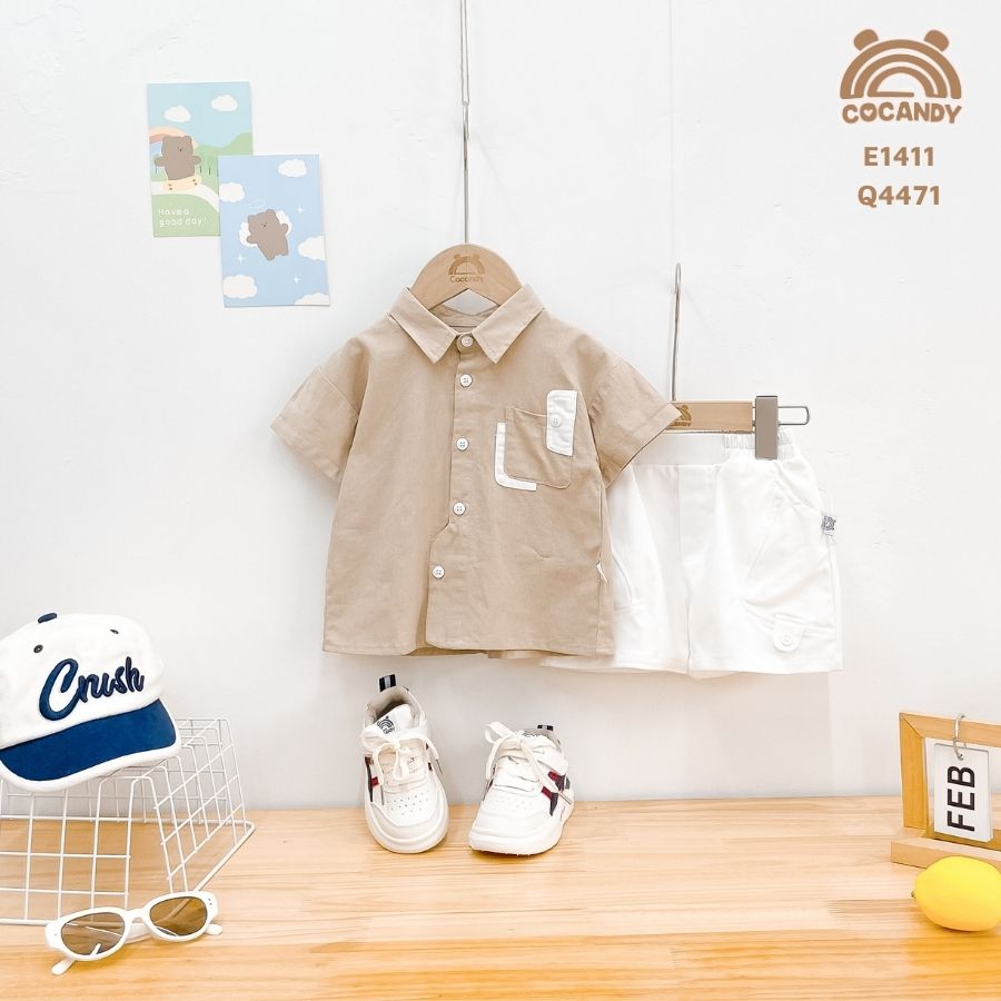 Áo cộc sơ mi NÂU phối túi kiểu phong cách_thumbnail_2