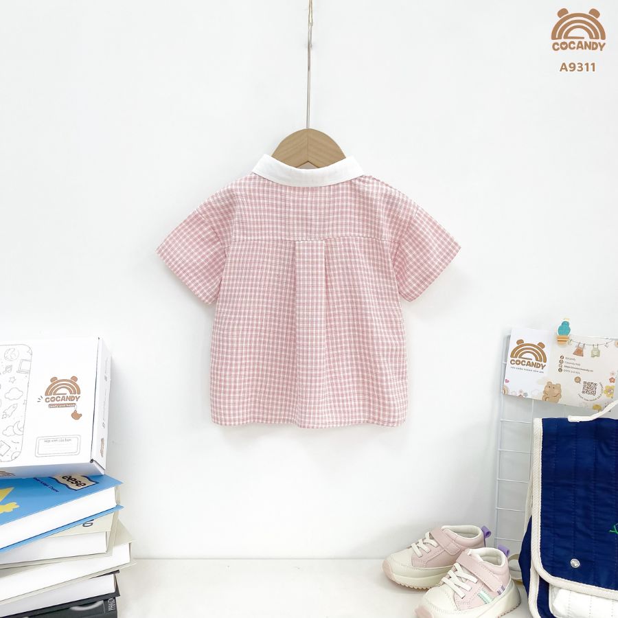 Áo cộc caro HỒNG nẹp 2 túi ngực_thumbnail_2