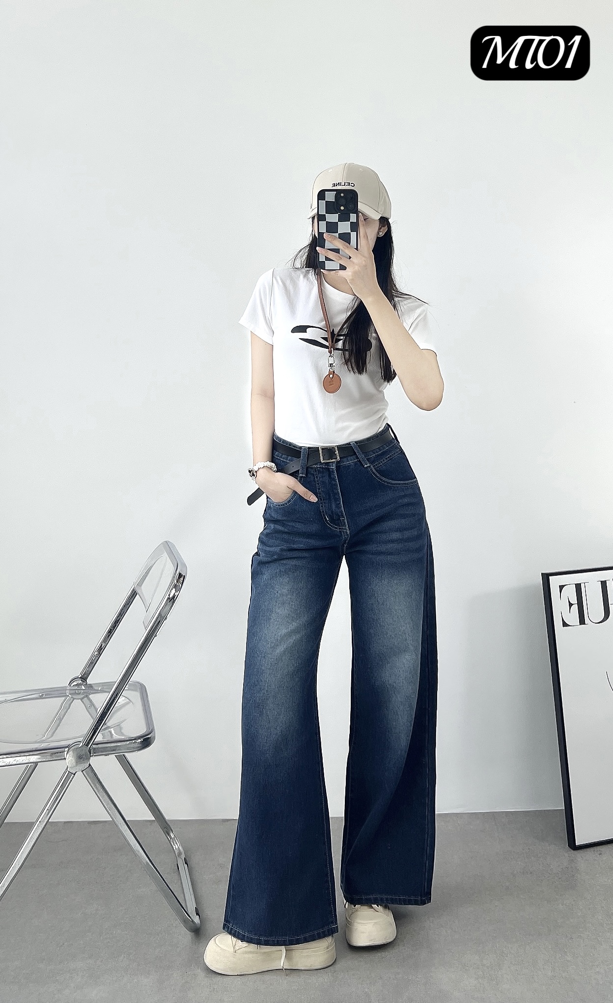 [MT-01] QUẦN JEANS COTTON ỐNG SUÔNG CAO CẤP Xanh Nhạt - PHONG CÁCH HÀN QUỐC_thumbnail_3