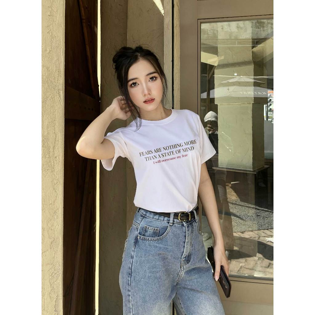Áo thun nữ form vừa regular ARD558 Miucho Chic cotton cổ tròn in basic_thumbnail_4