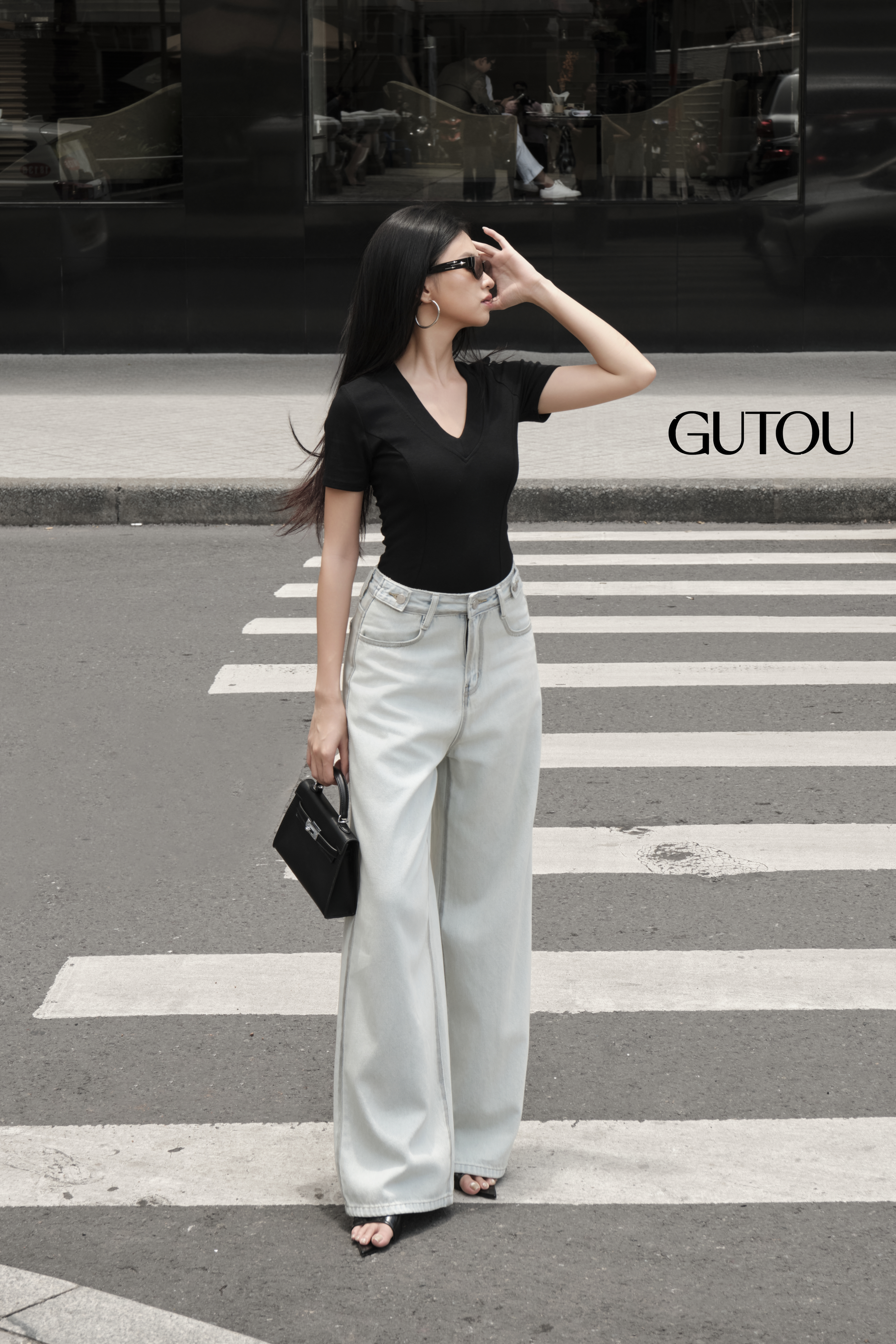 [ GUTOU ] Quần Jean Suông Minimal Viền Xám_thumbnail_3