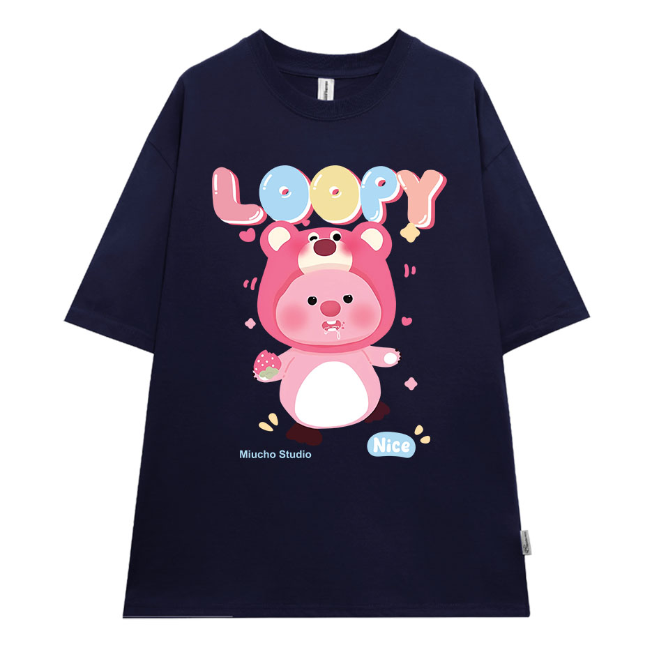 Áo thun Loopy Hải Ly form rộng ATD645 Miucho cotton cổ tròn in artwork_thumbnail_11