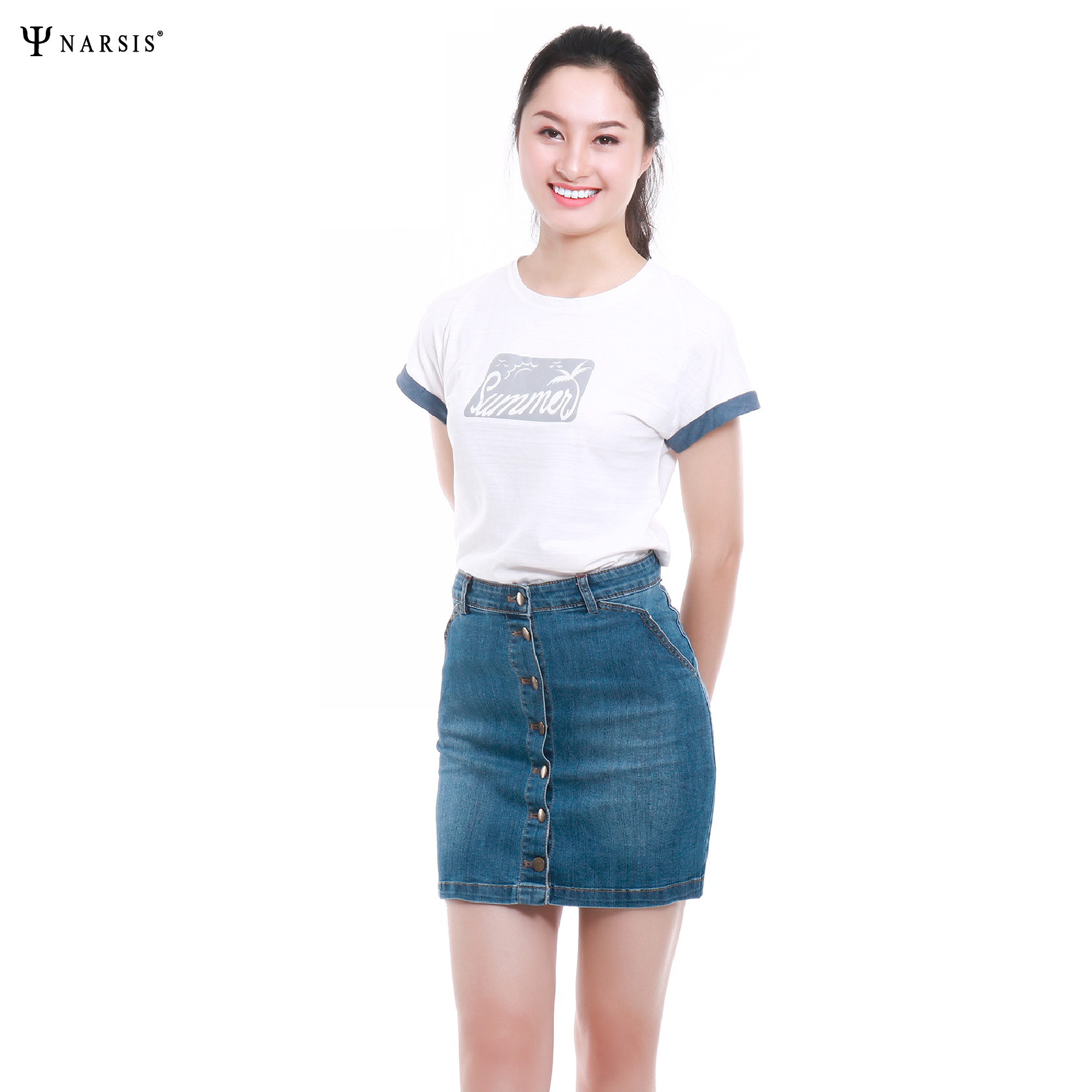 CHÂN VÁY JEAN B7012 NARSIS CHẤT LIỆU JEAN BỀN BỈ, CÁ TÍNH, TRẺ TRUNG, THỜI TRANG