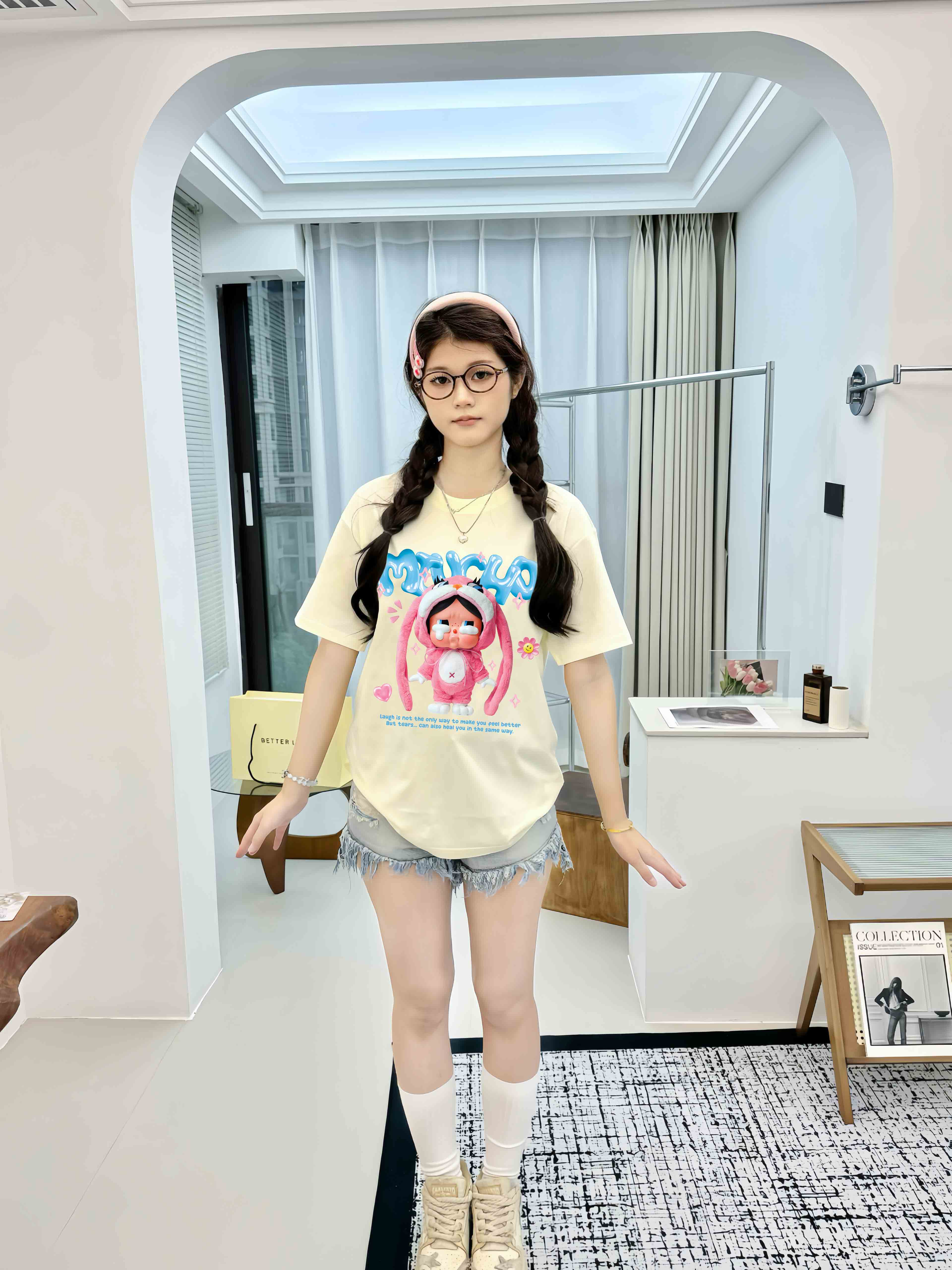 Áo thun CRY BABY nhiều màu ATD1335 Miucho form rộng vải cotton in mix_thumbnail_5