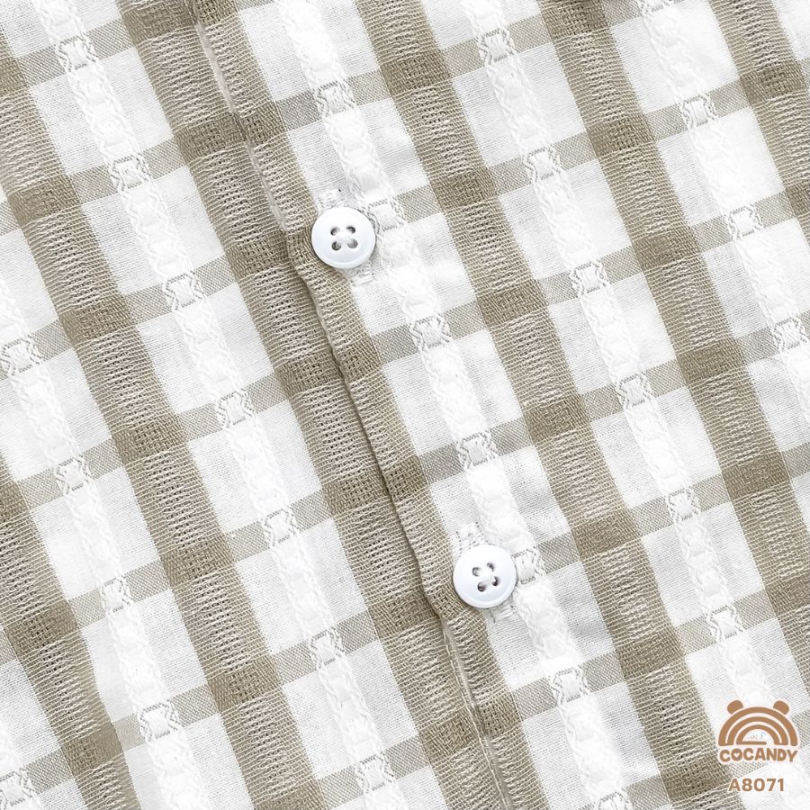 Áo cộc sơ mi caro NÂU phối túi ngực trắng_thumbnail_3