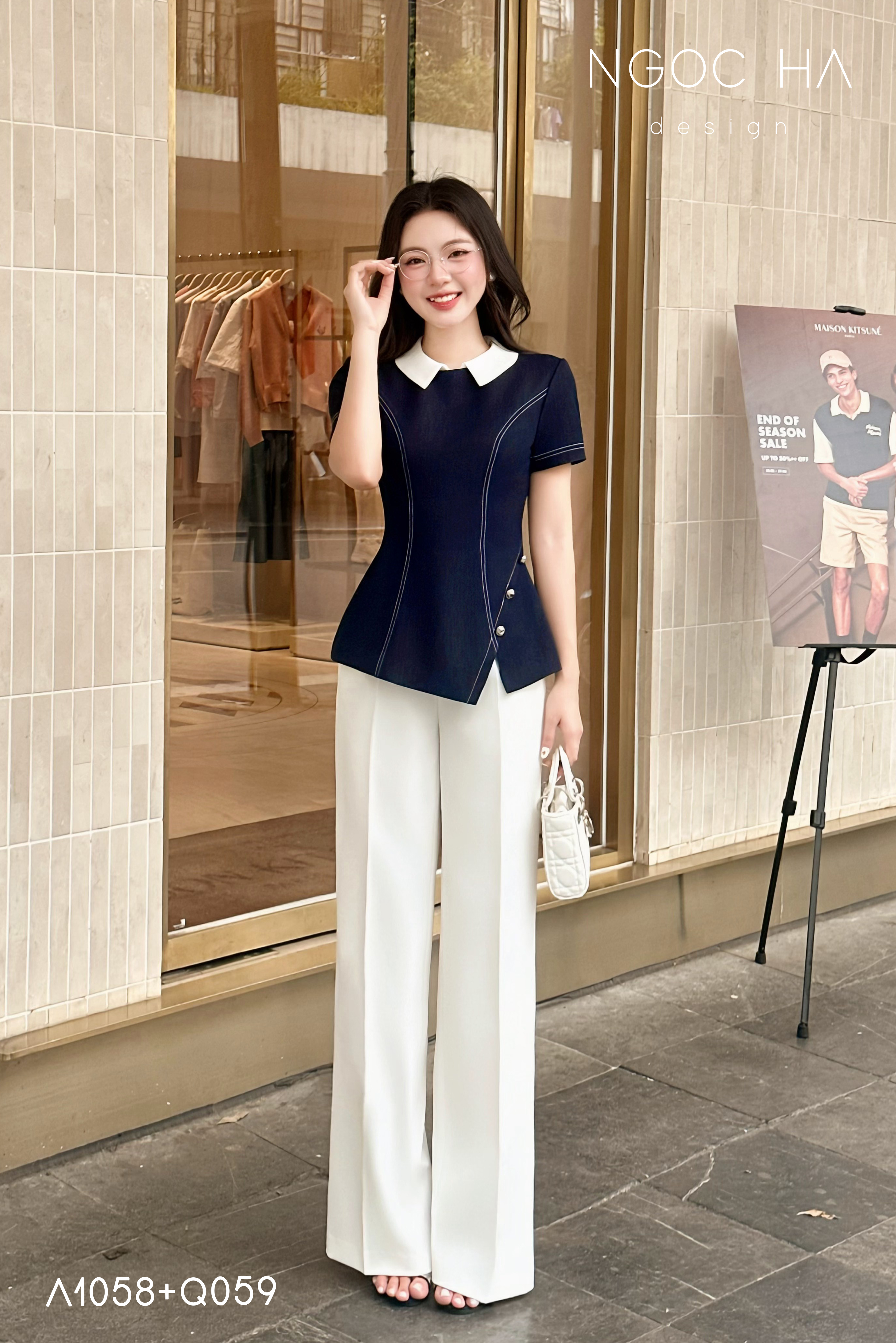 Lara Top_ Áo Bò Peplum Vạt Chép Đính Cúc Mix Cổ Trắng A1058_thumbnail_5