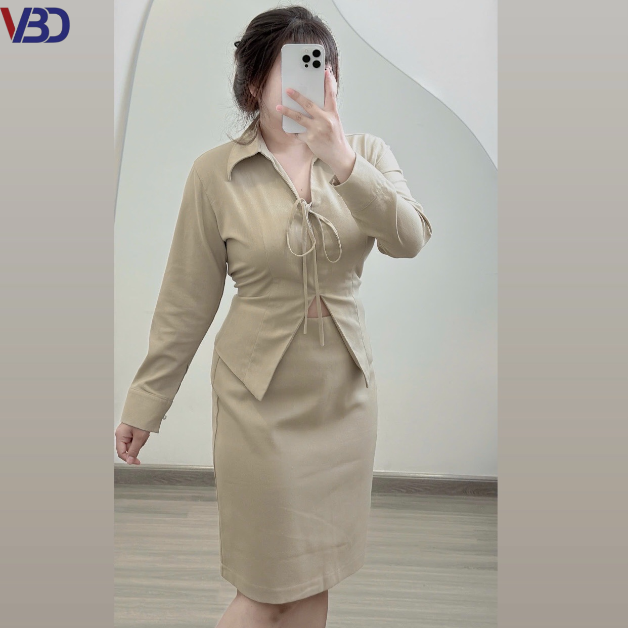 Sét áo kiểu kèm chân váy dáng A bigsize SET03 dành cho nàng béo mập từ 55-95kg_thumbnail_2