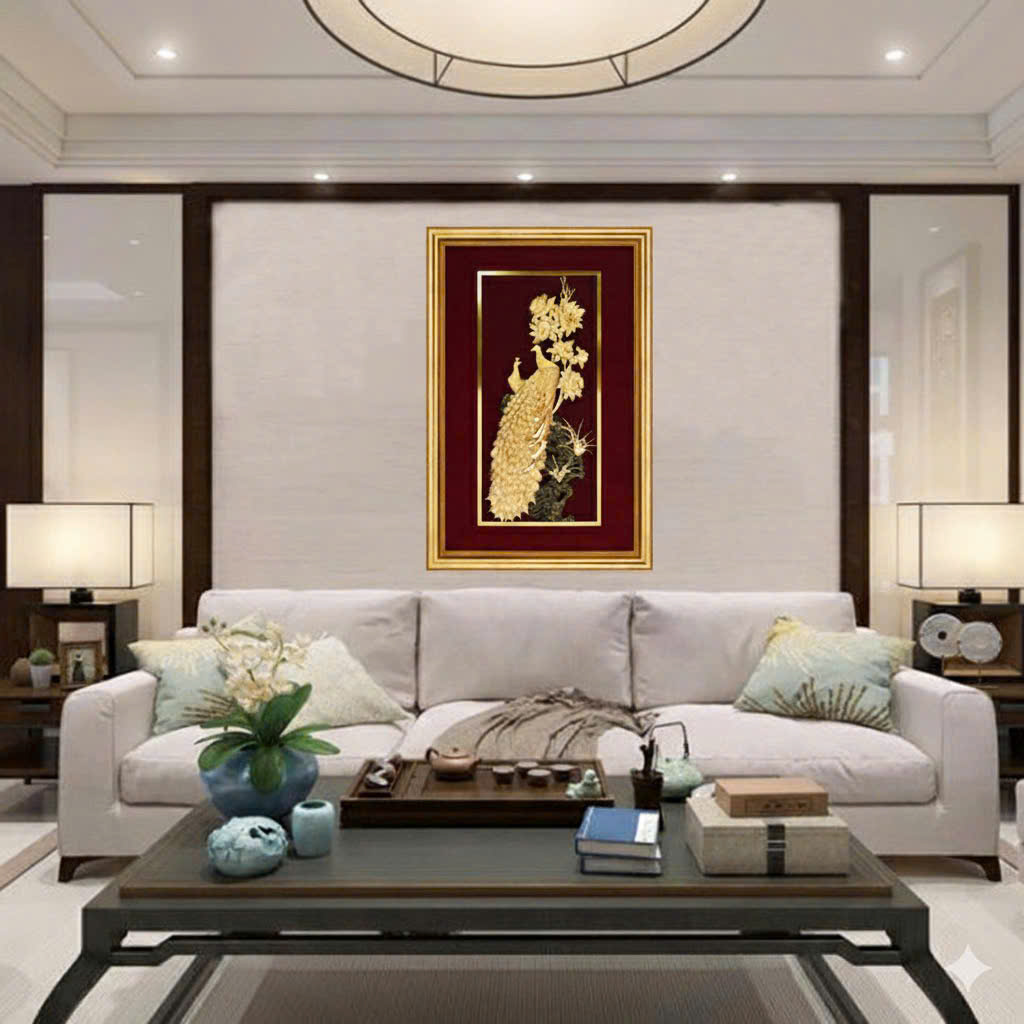 Tranh phú quý cát tường mạ vàng 24k KT 1M2 X 80CM _thumbnail_1