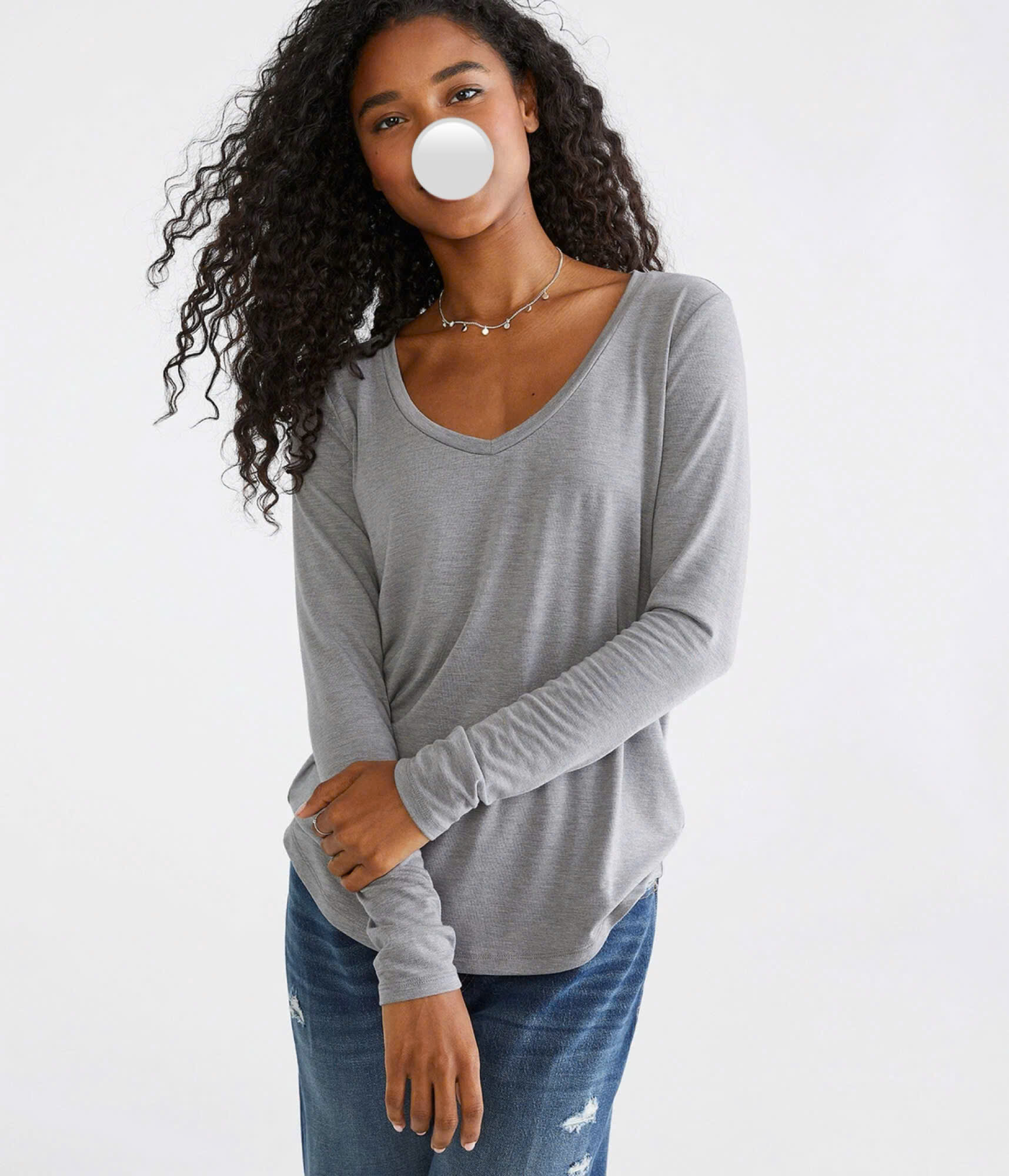 Áo tay dài cổ tim 