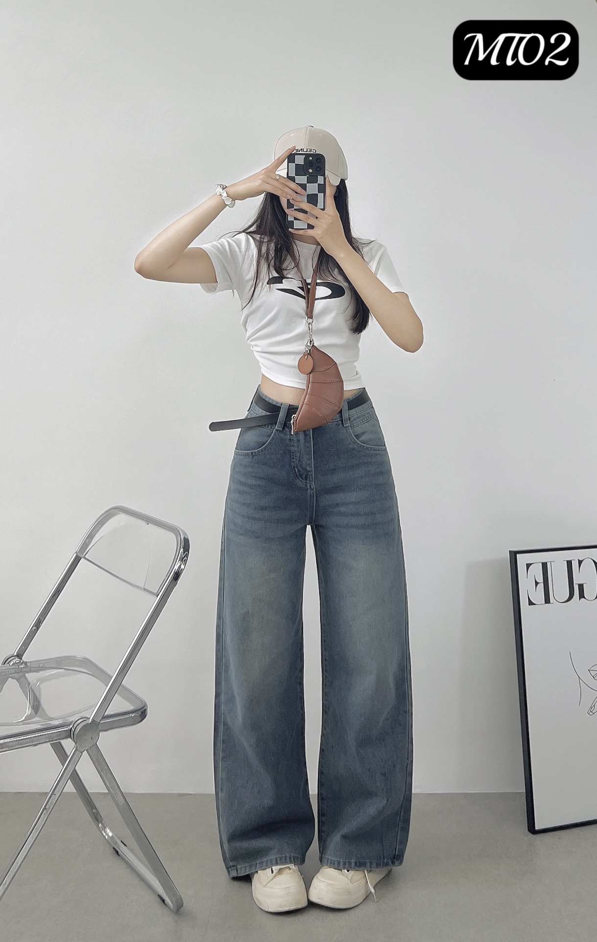 [MT-02] QUẦN JEANS COTTON ỐNG SUÔNG CAO CẤP Xanh Nhạt - PHONG CÁCH ULZZANG HÀN QUỐC_thumbnail_2