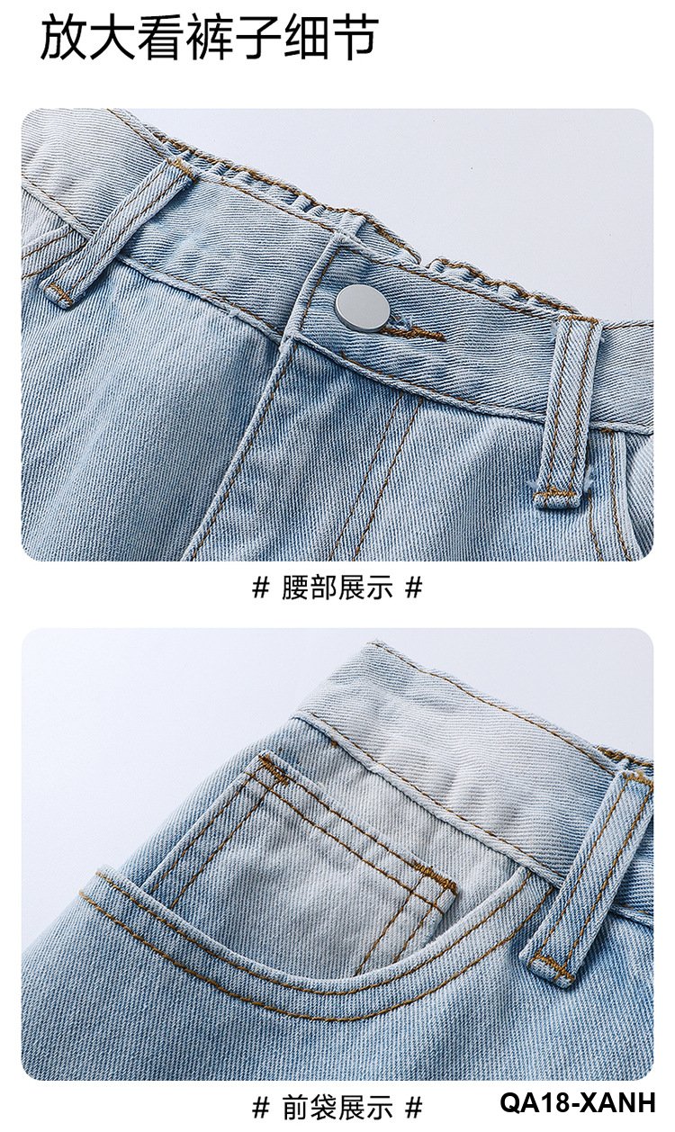 2025Quần jean nam thẳng màu nhạt mùa thu phong cách MỹcleanfitQuần crop đa năng có thiết kế sọc wash