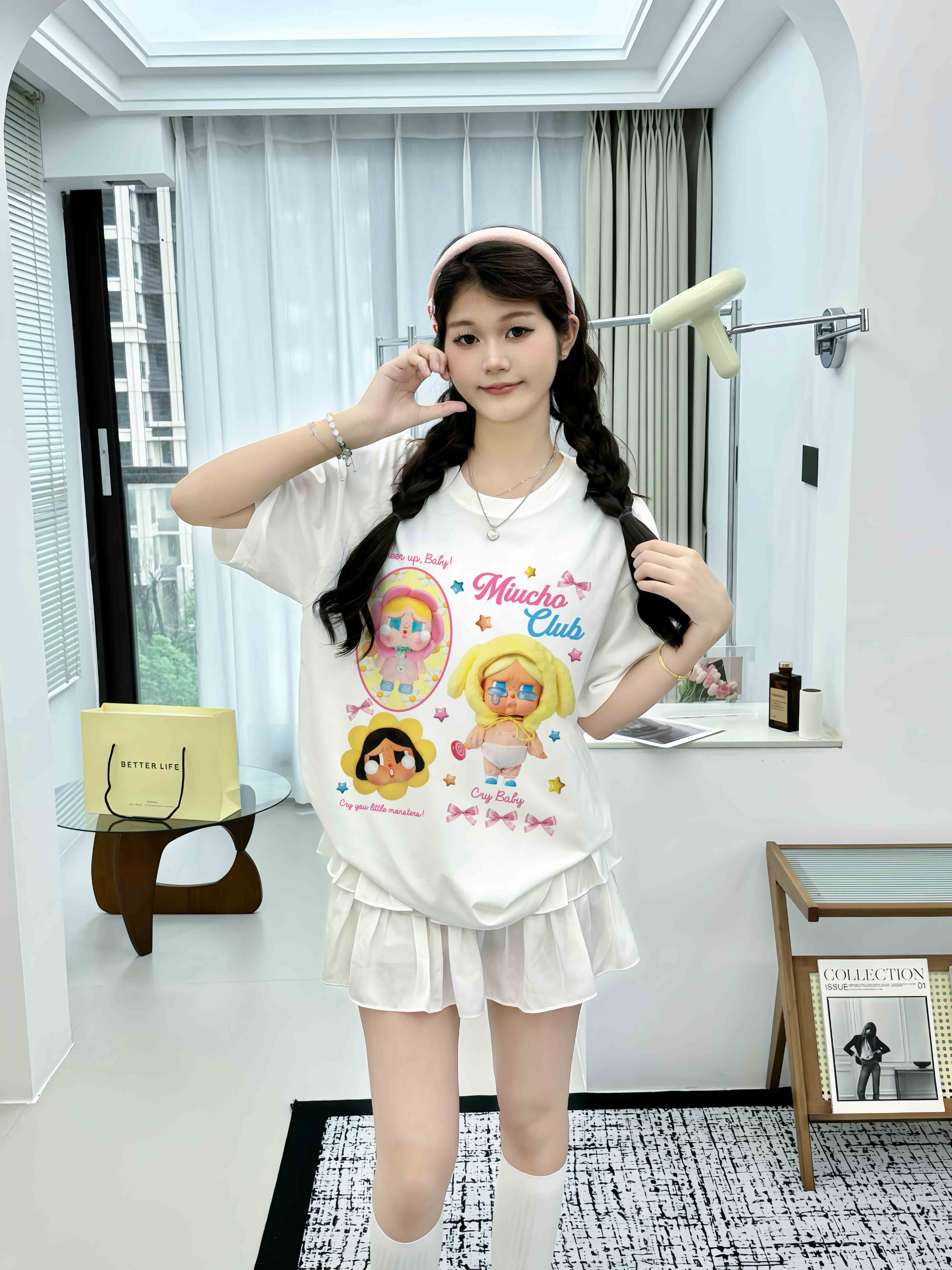 Áo thun CRY BABY nhiều màu ATD1336 Miucho form rộng vải cotton in mix_thumbnail_2