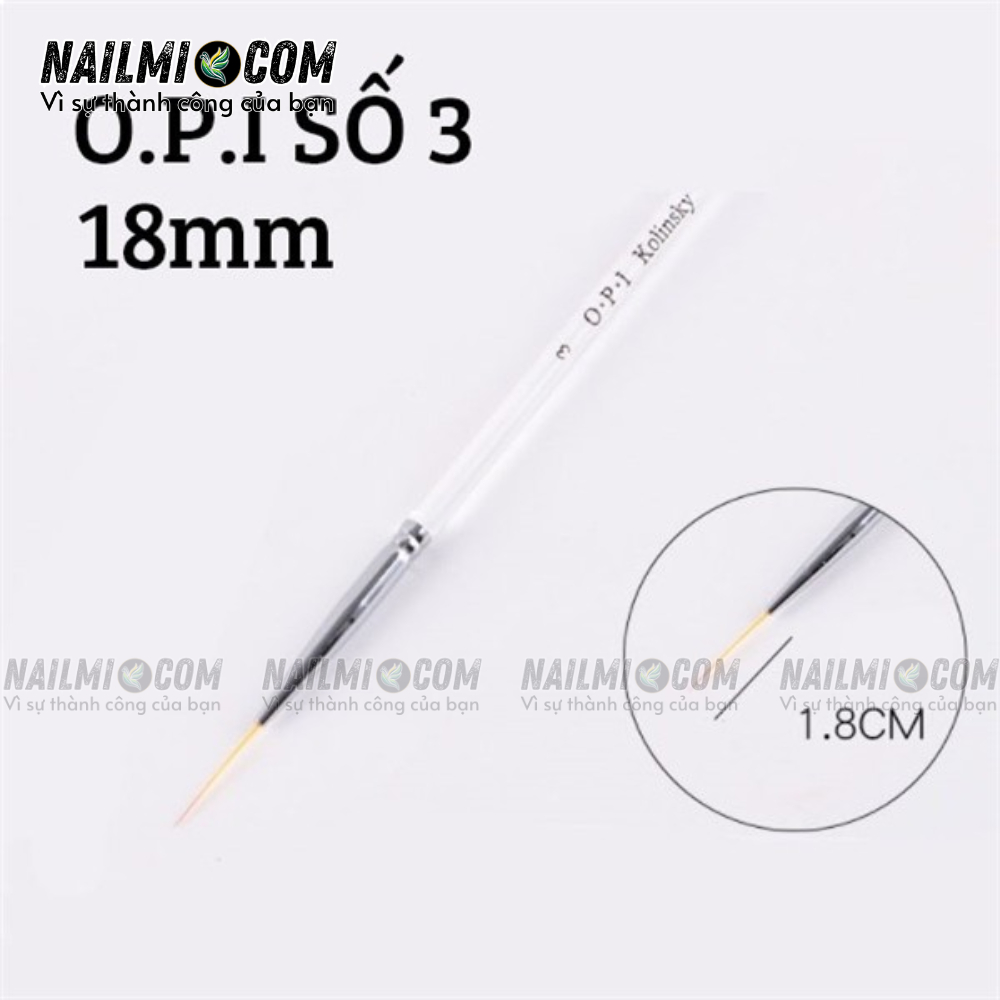Cọ nét - cọ râu vẽ móng tay - 18mm - OPI Số 3 - cán trong
