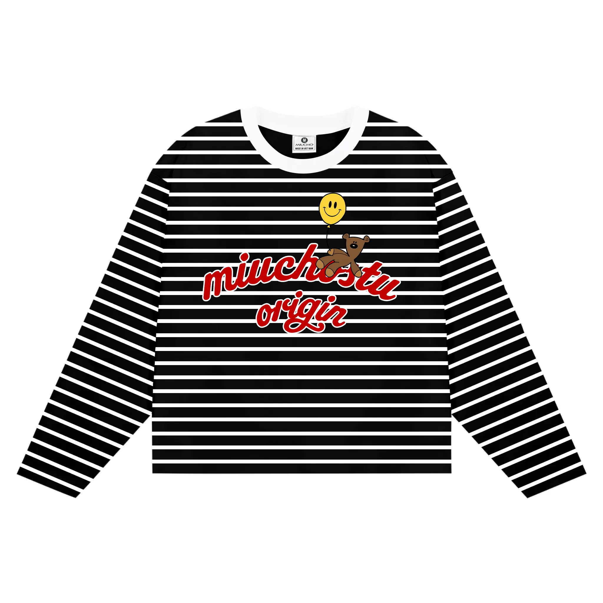 Áo thun boxy Miucho vải borip thoáng mát chuẩn form tay dài cổ tròn in chữ basic 2847_thumbnail_10