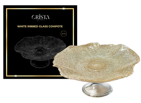 Đĩa thủy tinh cao cấp CRISTA HOME chân bồng vân lưới size 29 cm_thumbnail_7