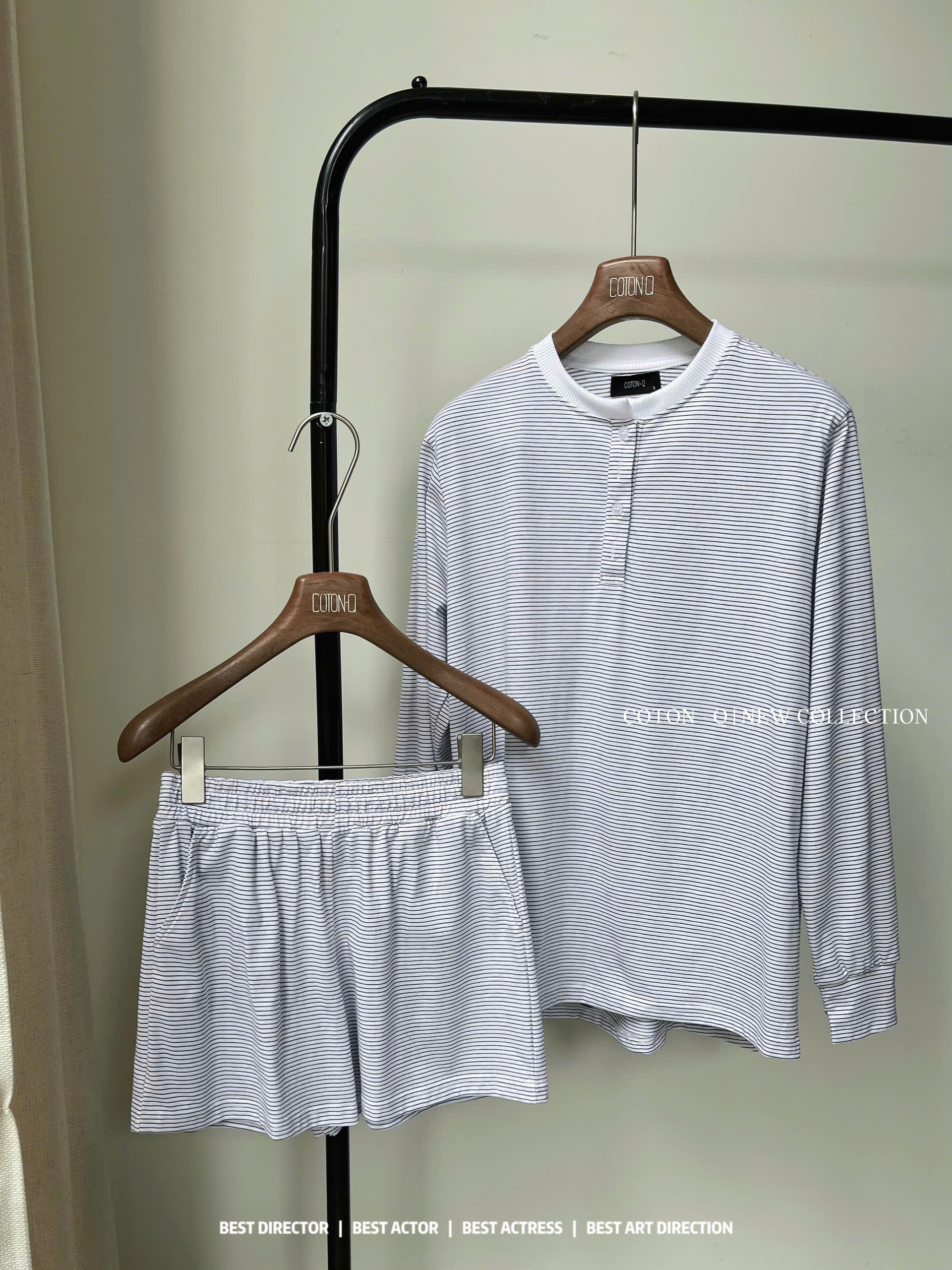 Set áo sọc + quần đùi ( SỌC XÁM )_thumbnail_2