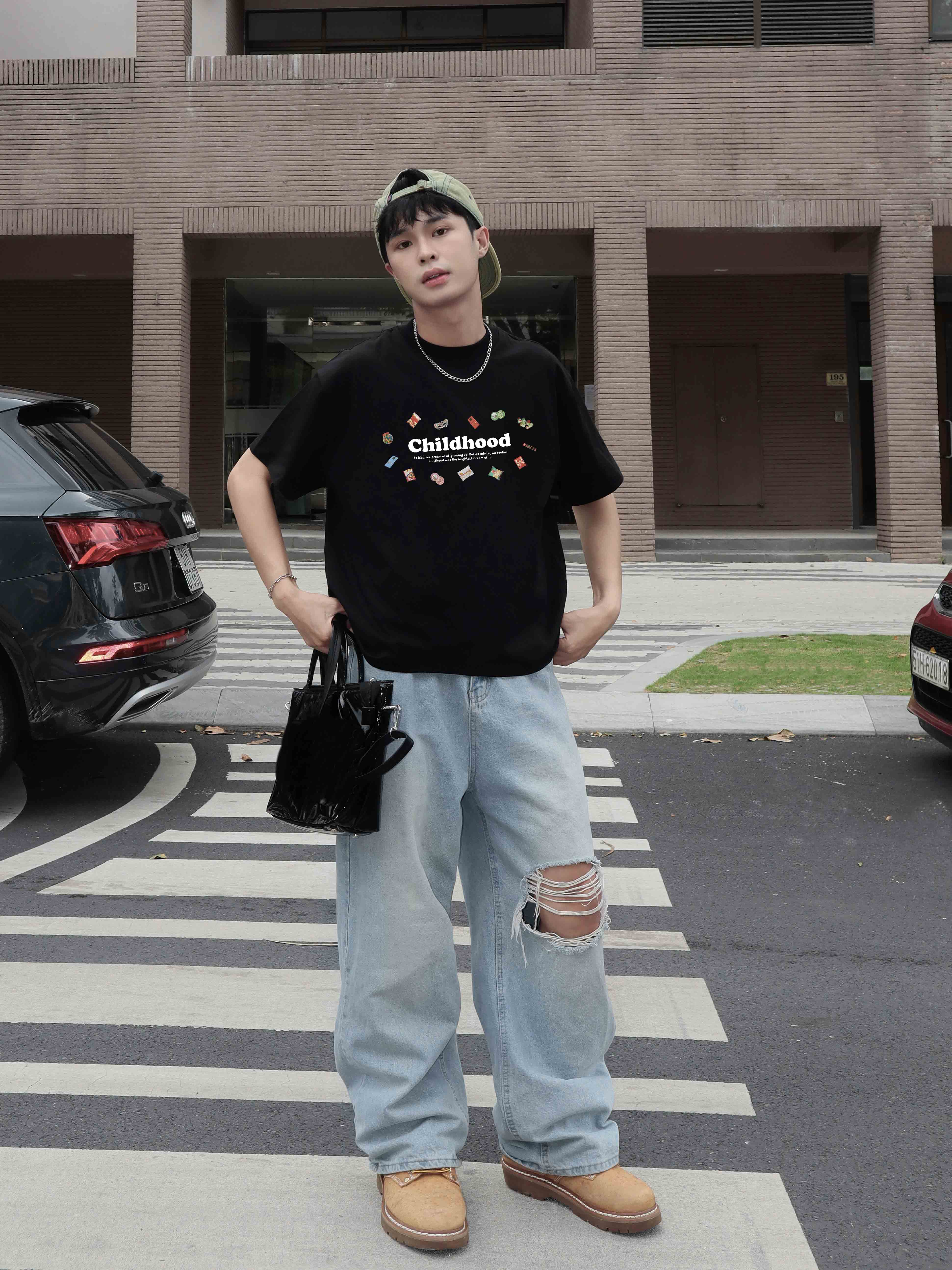 Áo phông nam child hood form boxy 2169 Miucho Club vải cotton 2c 250gsm cổ tròn in mix_thumbnail_3