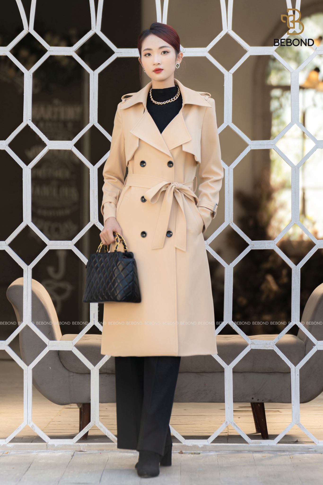 ÁO MANGTO DÁNG DÀI MÀU BE - Serena Dress