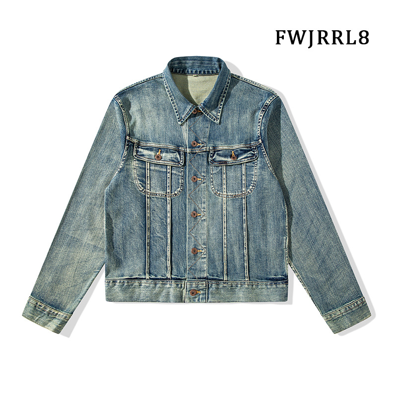 Áo khoác denim nam retro cổ điển Mỹ kiểu Anh hoài cổ kiểu Anh cổ điển công nghiệp nặng dành cho nam giới