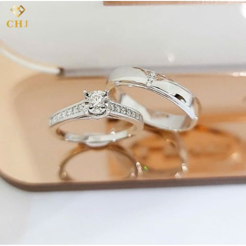 Cặp Nhẫn Cưới Kim Cương Vàng 14K CHJ513_thumbnail_0