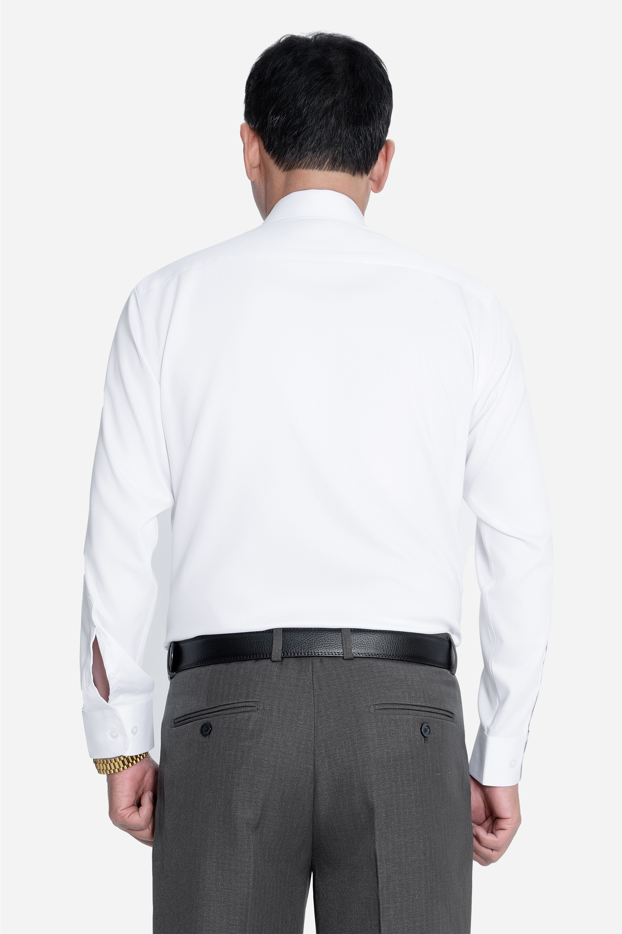 Sơ Mi Trơn Dài Tay Nam Trung Niên ANCHI Chất Liệu Sợi Sồi Cao Cấp Màu Trắng_thumbnail_2