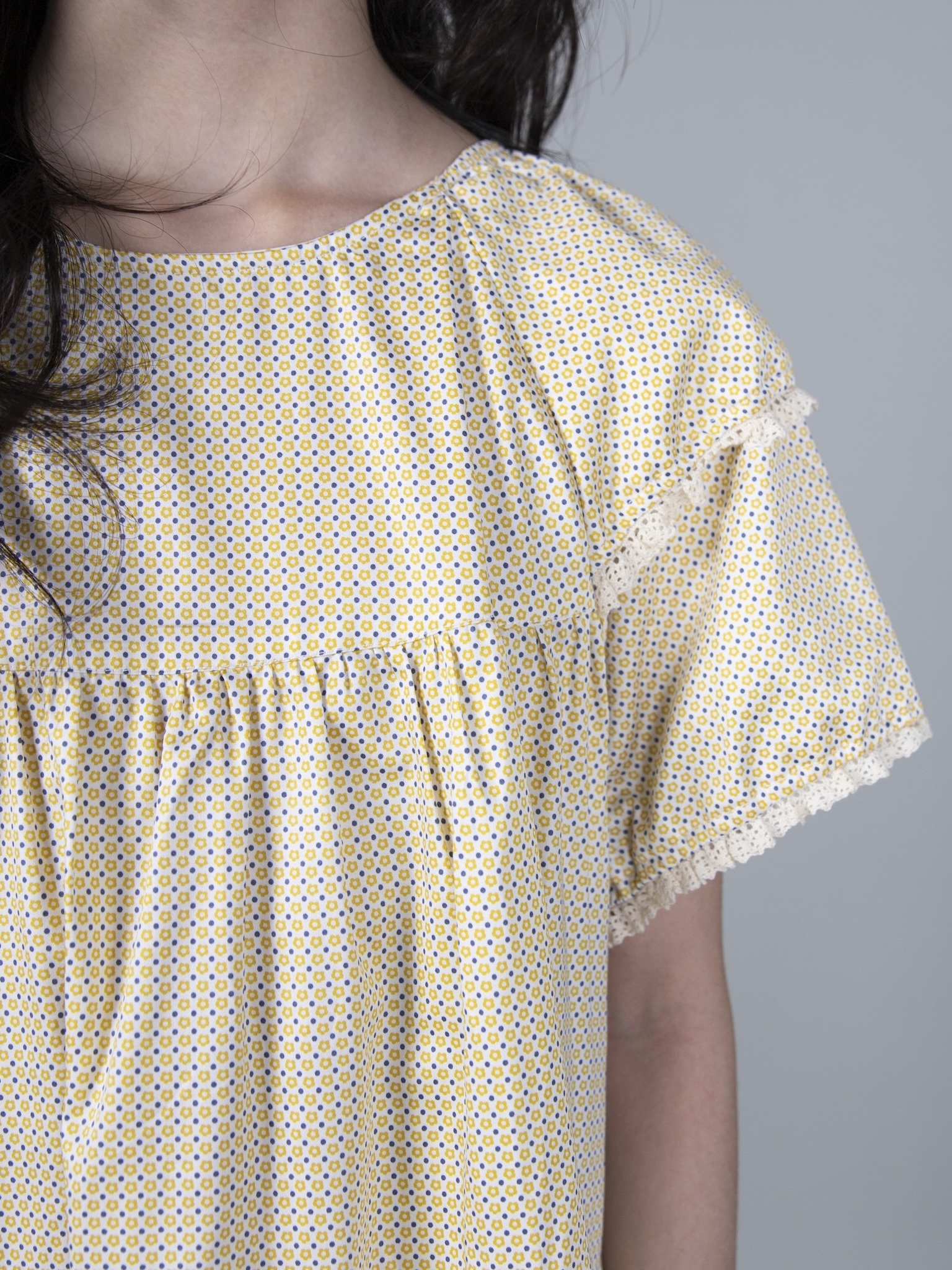 Váy họa tiết hoa vàng chấm xanh tay viền zen_thumbnail_4