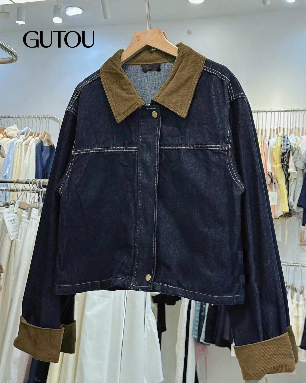 [GUTOU] Áo Khoác Jean Denim Phối Màu Cá Tính_thumbnail_8