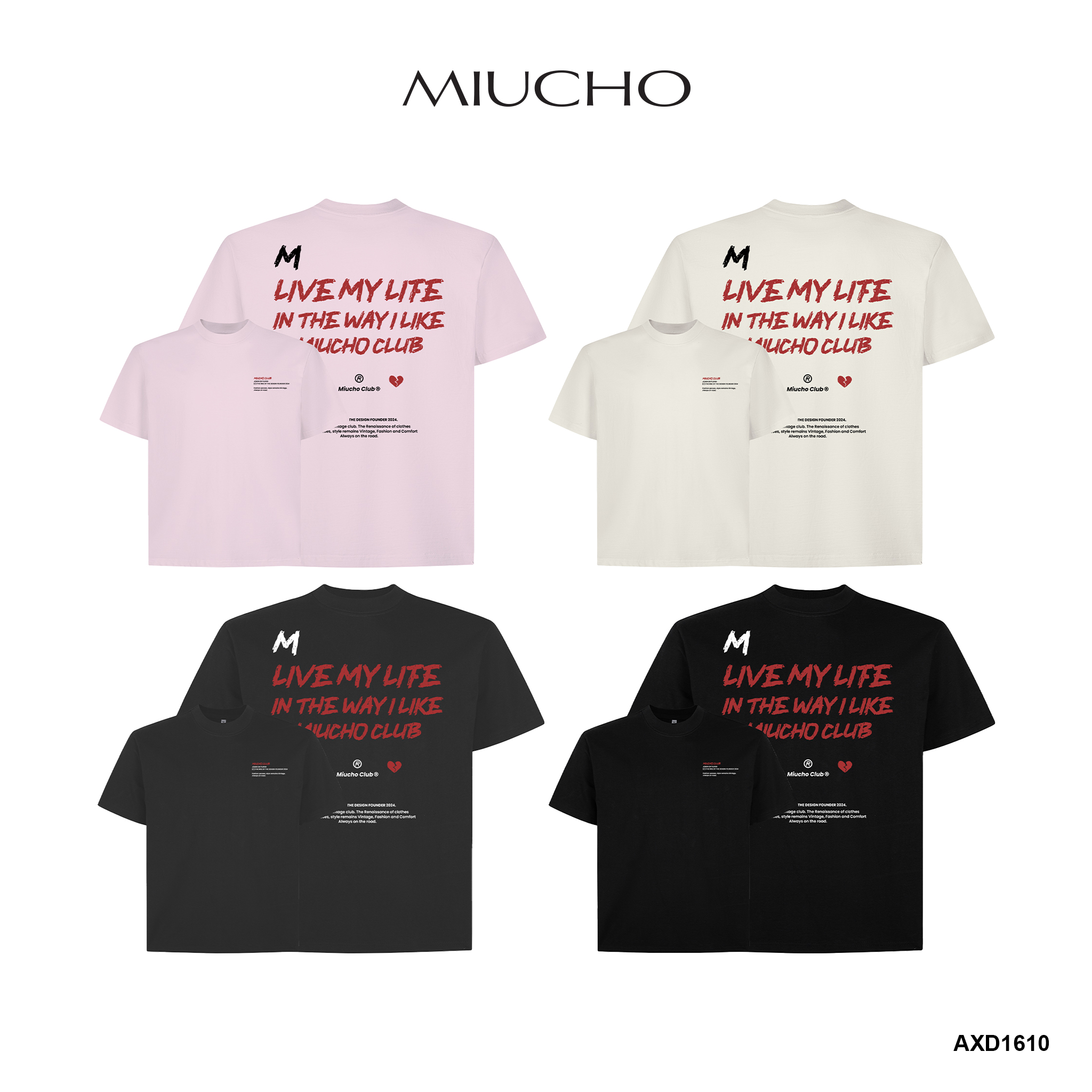 Áo phông nam form boxy vải 2C 250gsm AXD1610 Miucho Club Local Brand in mix_thumbnail_1