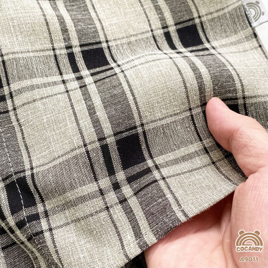 Áo cộc caro ĐEN sơ mi cổ trụ_thumbnail_5