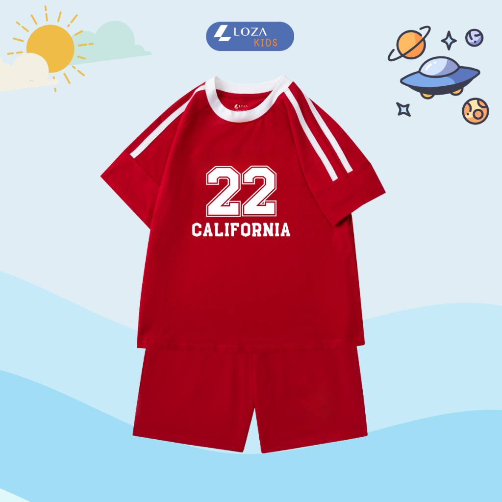 Đồ bộ bé trai phối viền in số '22 California' - Loza BF370_thumbnail_1