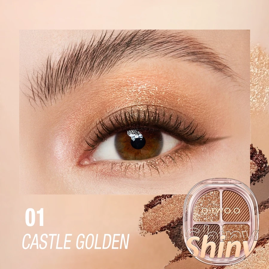 O.TWO.O Eyeshadow Palette Luxurious Dazzling 4 Colors Highly Pigmented Shimmer Matte Long-lasting Eye Makeup